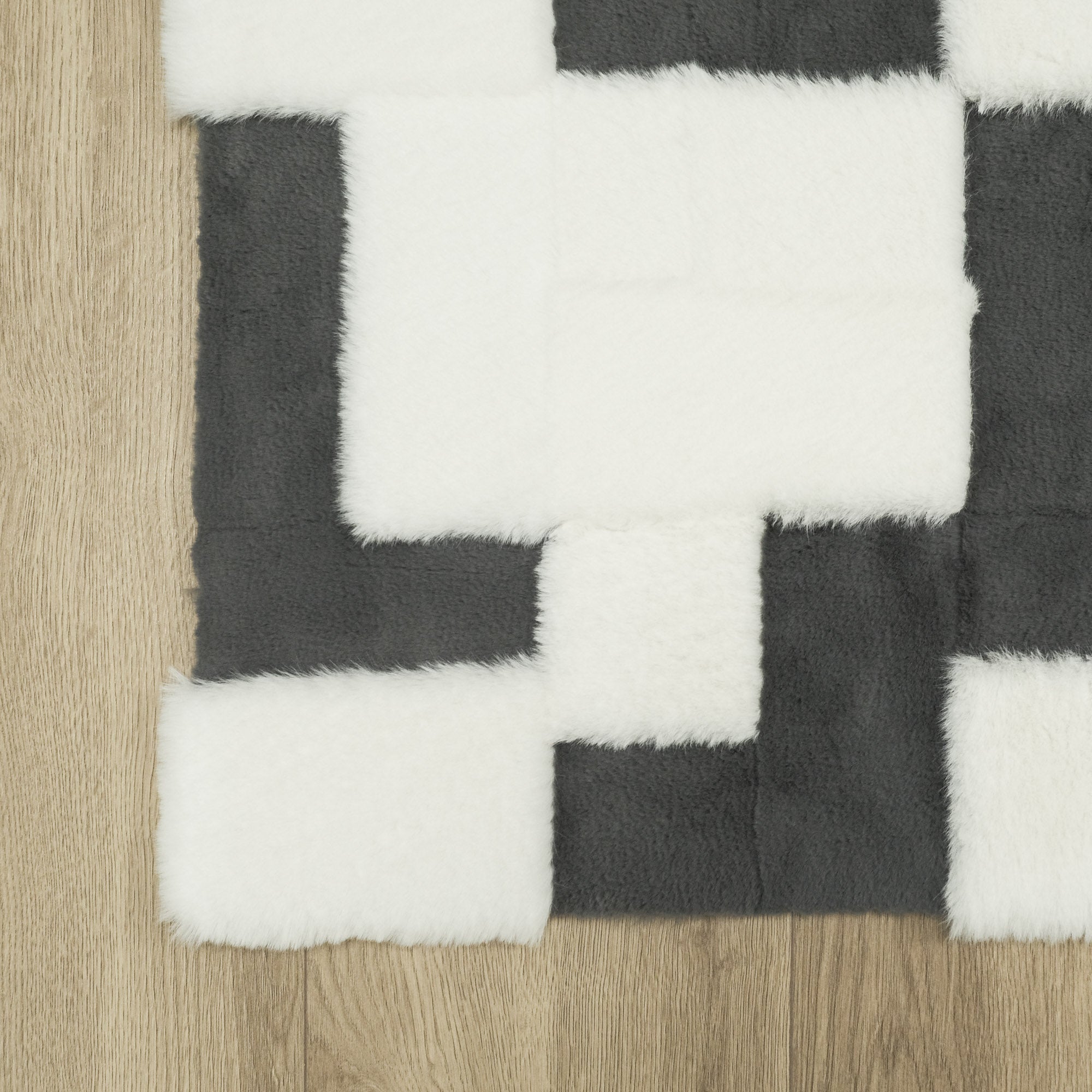 Geometric Patterned Plush Sheepskin Rug