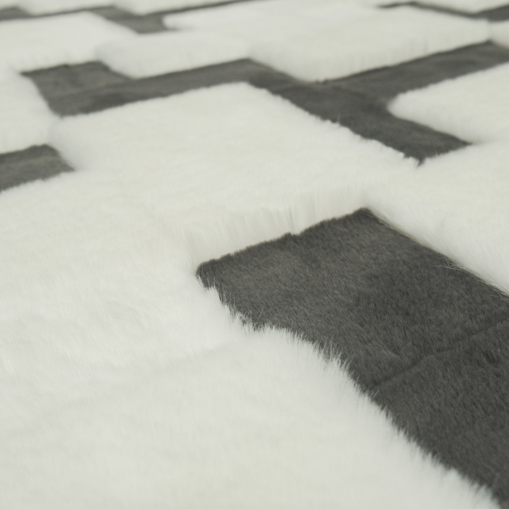 Geometric Patterned Plush Sheepskin Rug