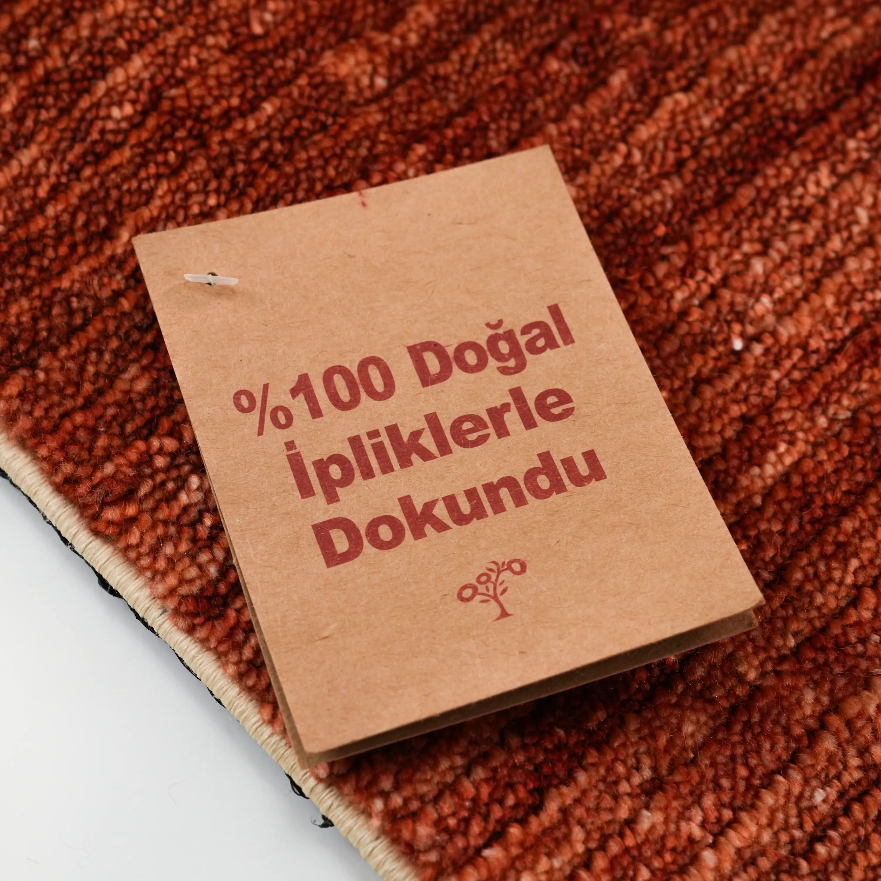 Gessi Serisi Sade Desenli Turuncu Tencel Tezgah Dokuma Halı