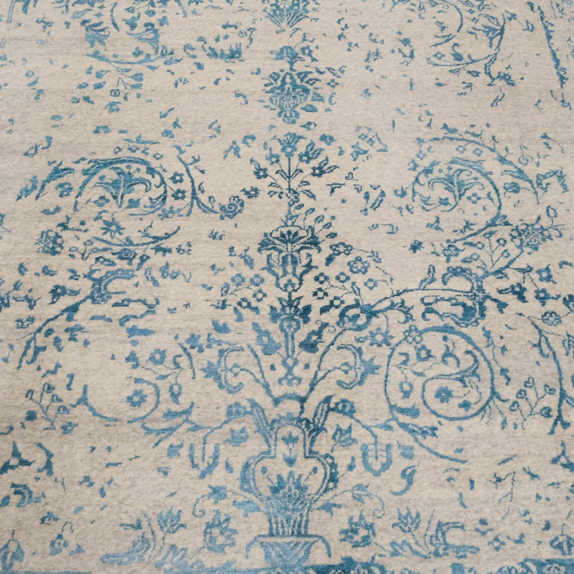 Glaze Series Silk Handwoven Vintage Patterned Blue Rug