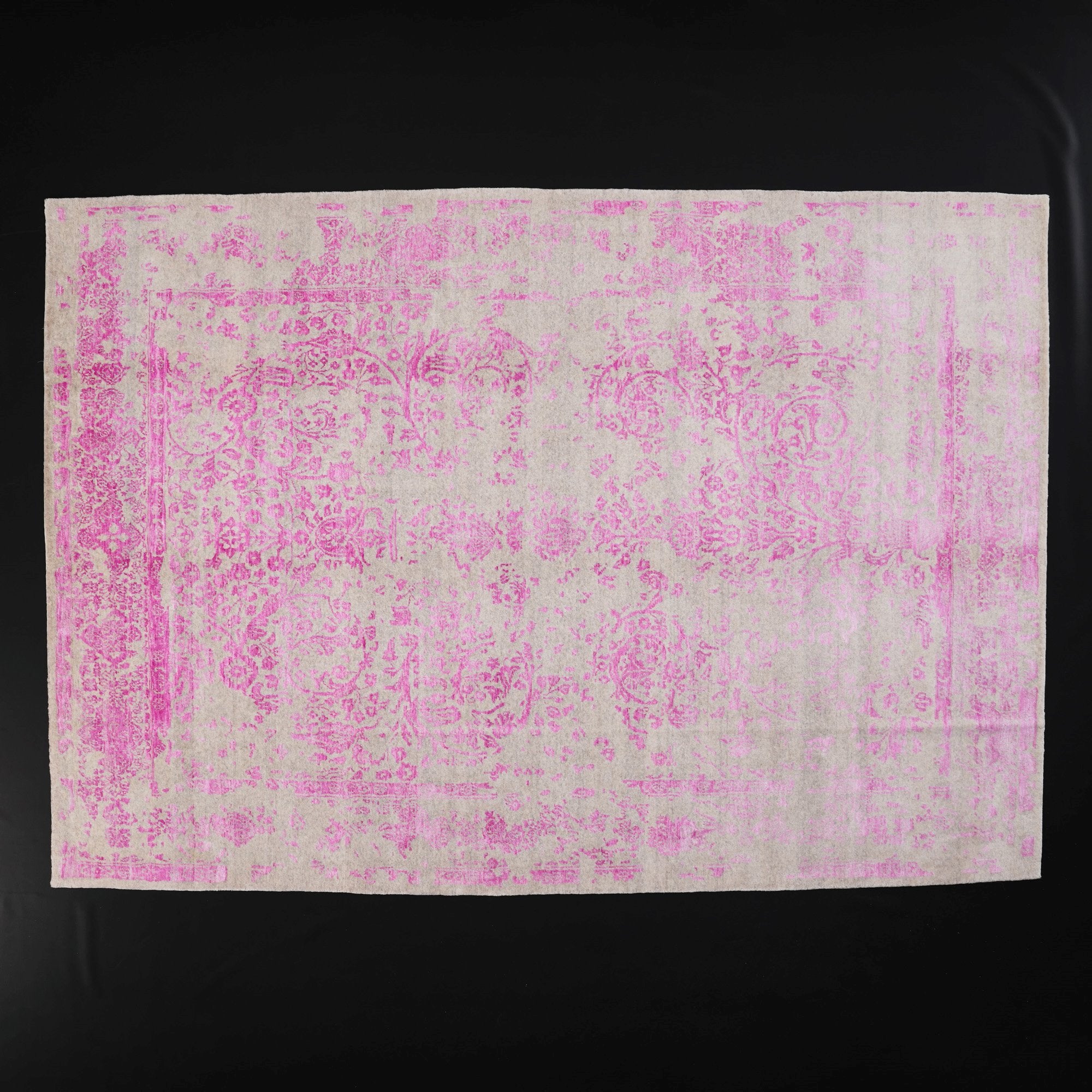 Glaze Series Silk Handwoven Vintage Patterned Pink Rug
