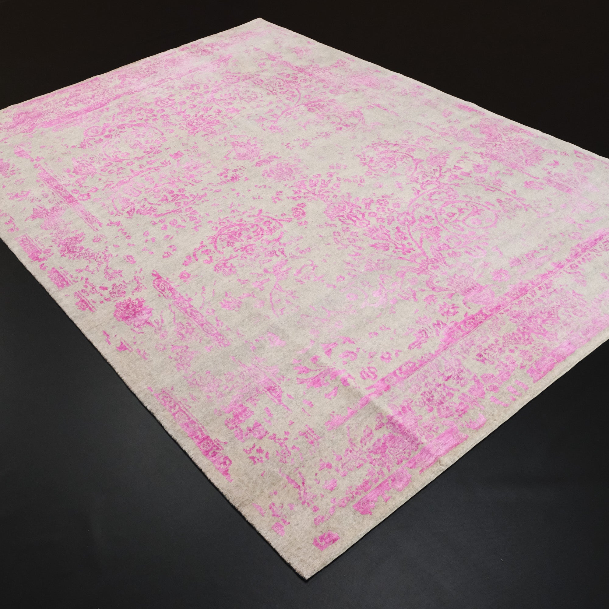 Glaze Series Silk Handwoven Vintage Patterned Pink Rug