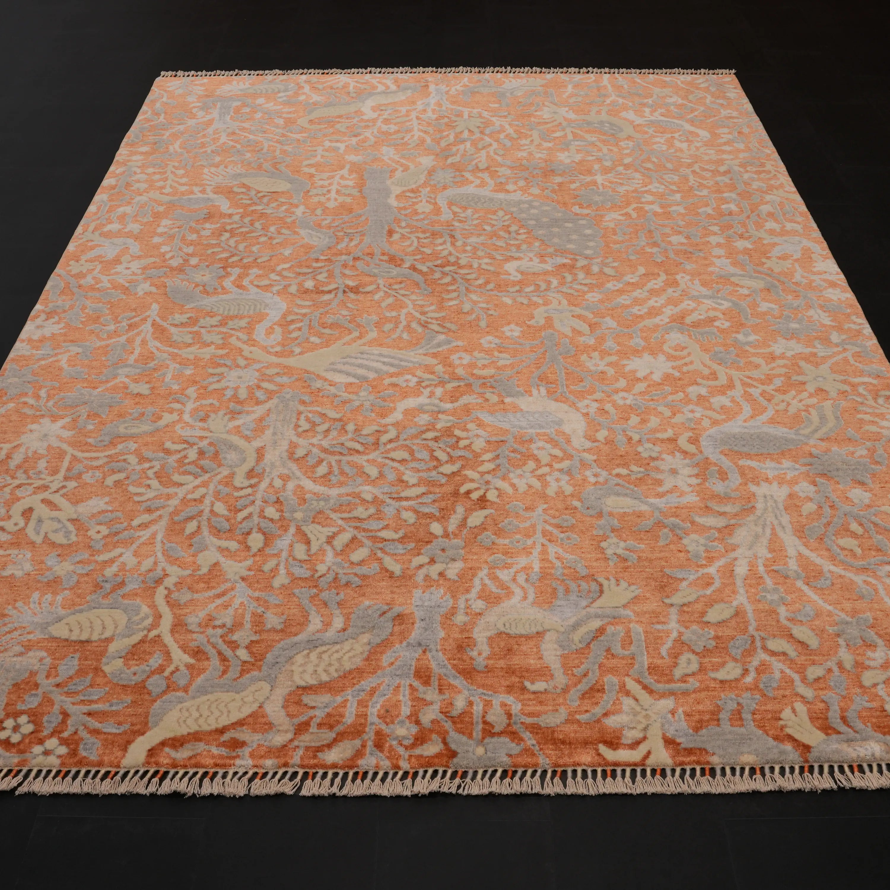 Günyolu Series Floral Patterned Terra Loom-Woven Natural Rug