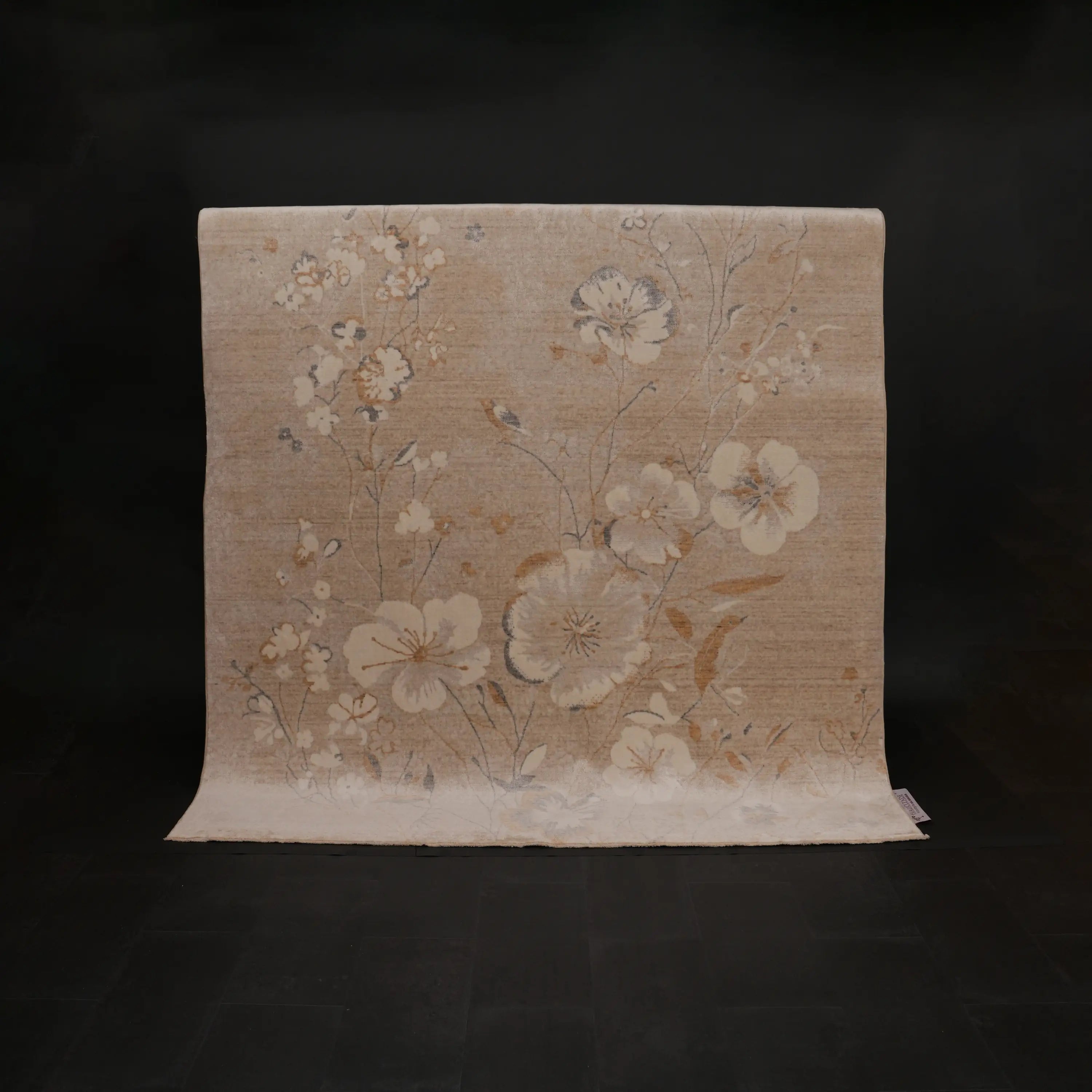 Günyolu Serisi Çiçek Desenli Vizon Tezgah Dokuma Doğal Halı