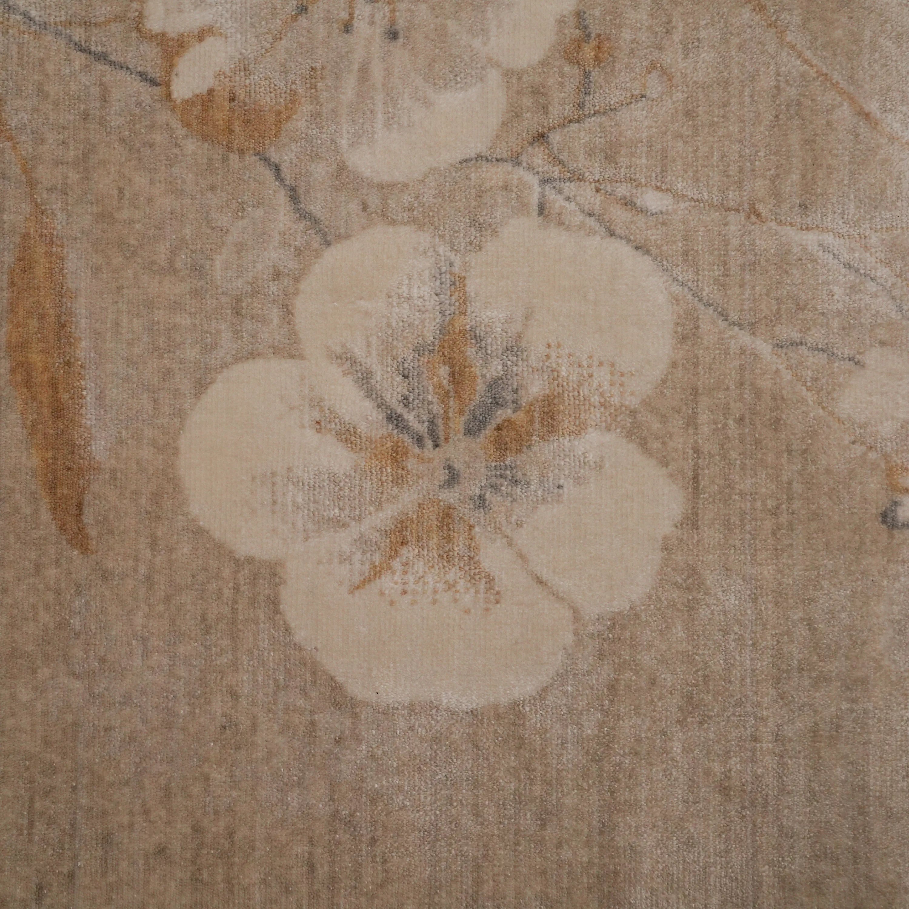 Günyolu Serisi Çiçek Desenli Vizon Tezgah Dokuma Doğal Halı