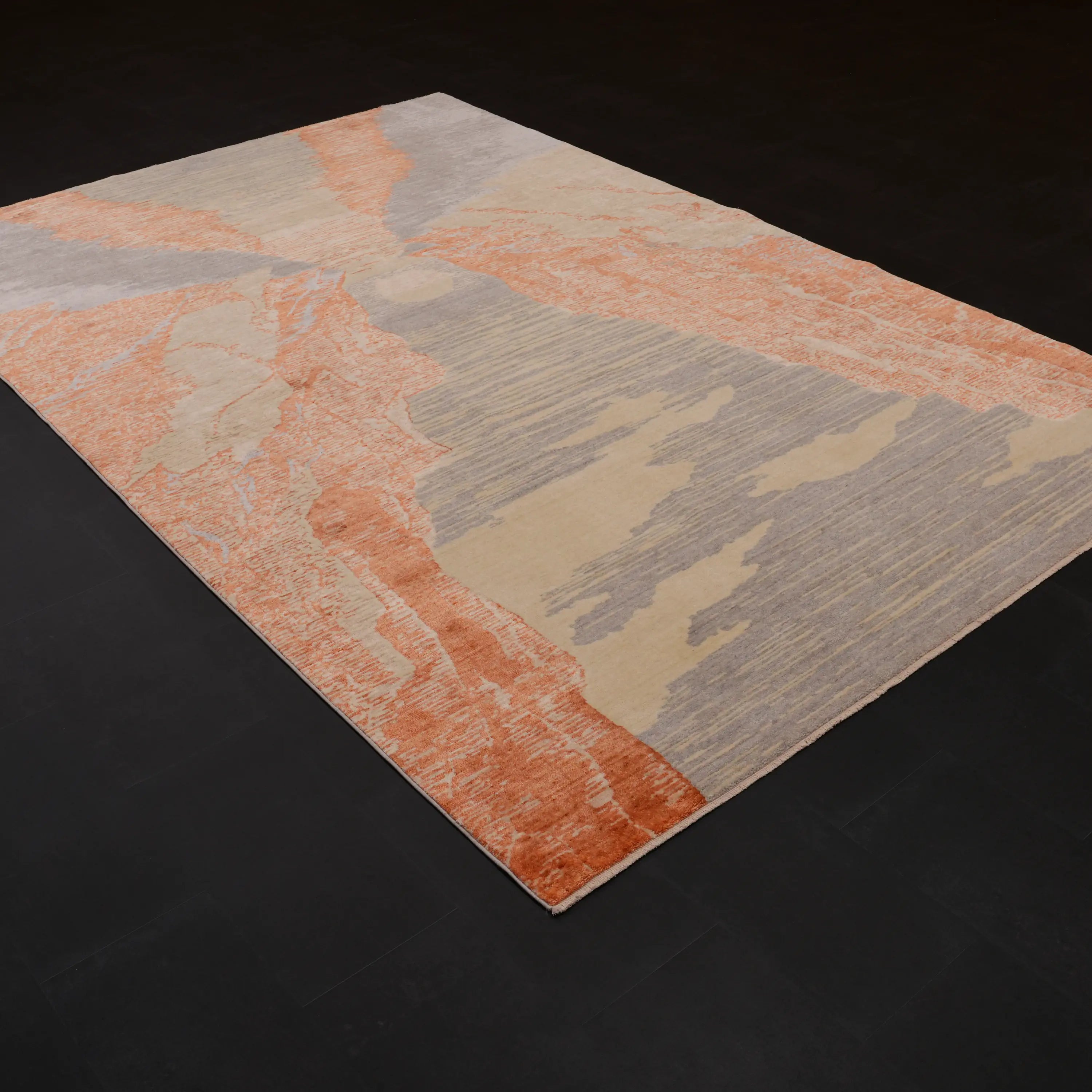 Günyolu Series Kemaliye Dark Canyon Patterned Terra Loom-Woven Natural Rug