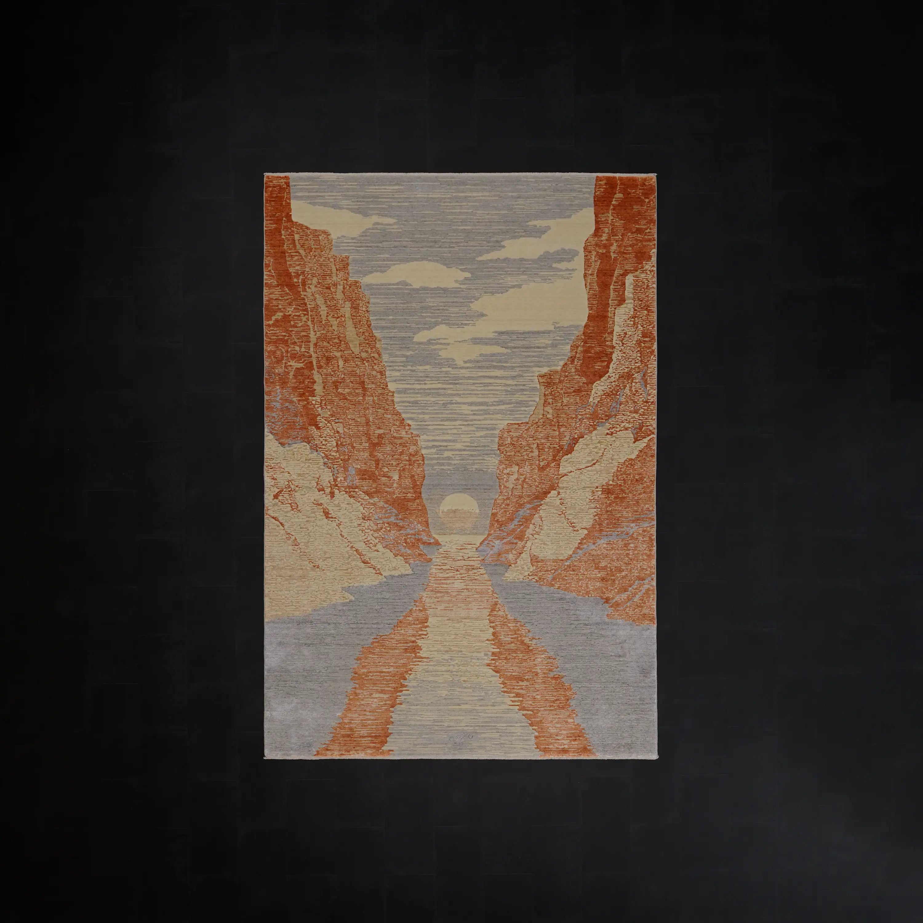 Günyolu Series Kemaliye Dark Canyon Patterned Terra Loom-Woven Natural Rug