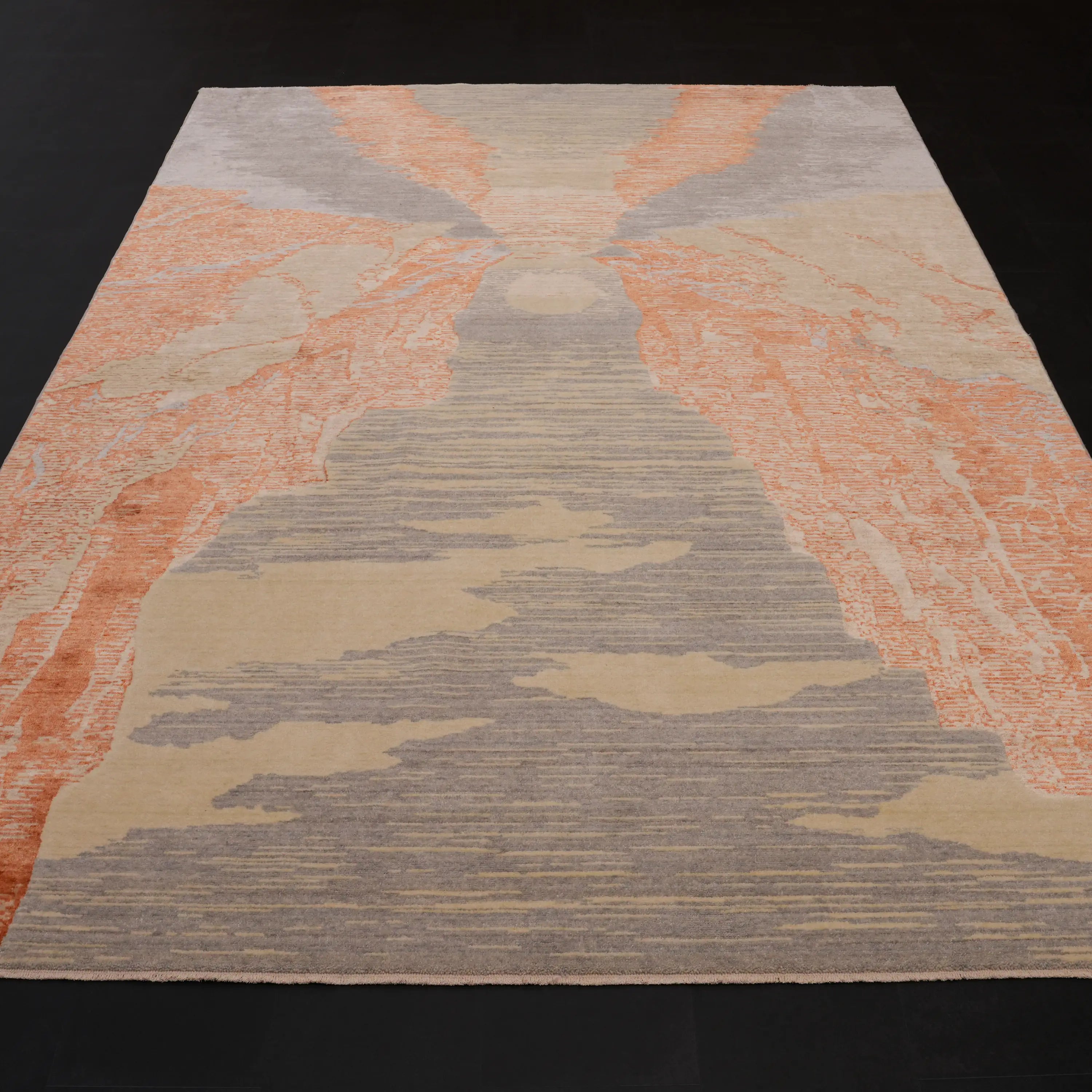 Günyolu Series Kemaliye Dark Canyon Patterned Terra Loom-Woven Natural Rug