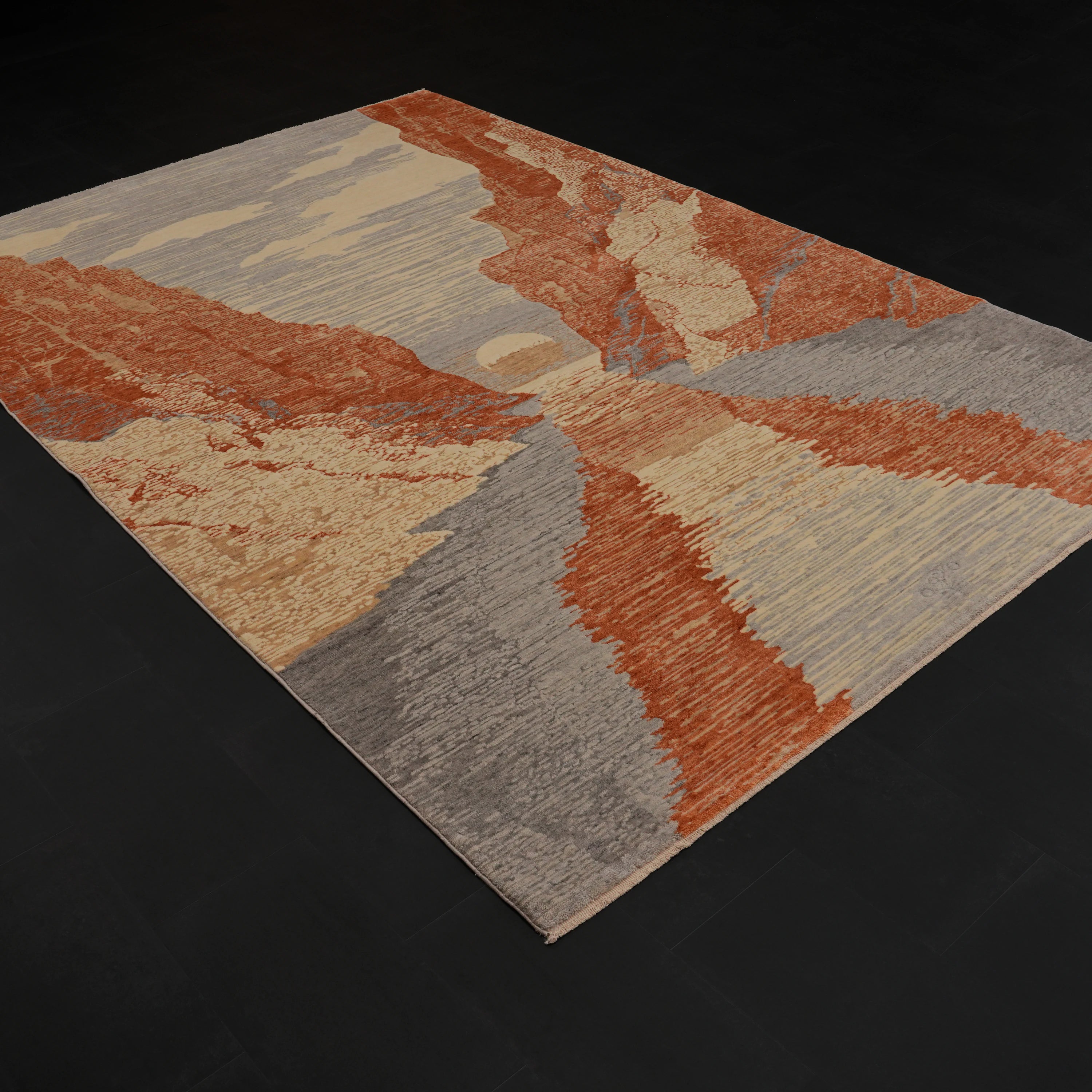Günyolu Series Kemaliye Dark Canyon Patterned Terra Loom-Woven Natural Rug