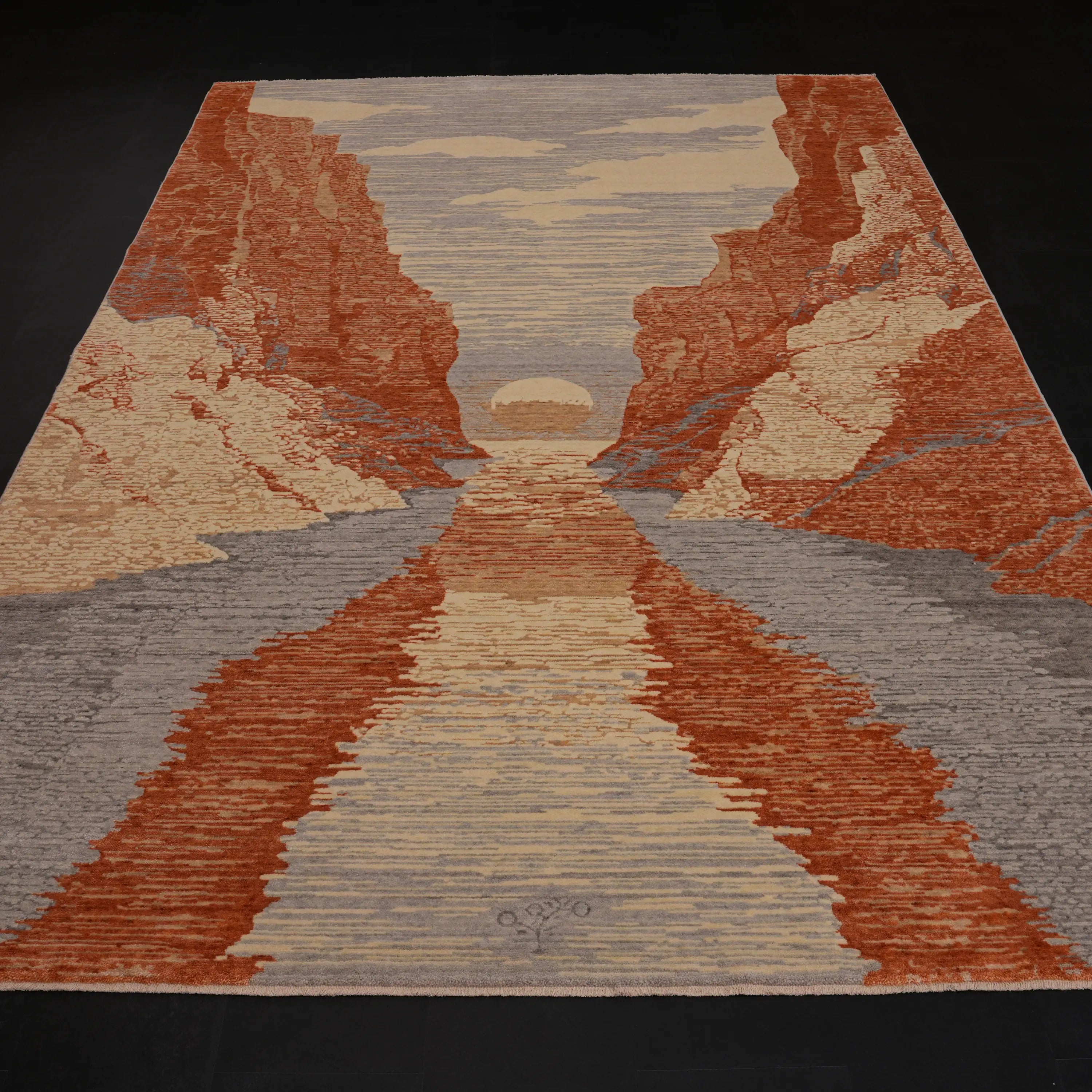 Günyolu Serisi Kemaliye Karanlık Kanyon Desenli Terra Tezgah Dokuma Doğal Halı