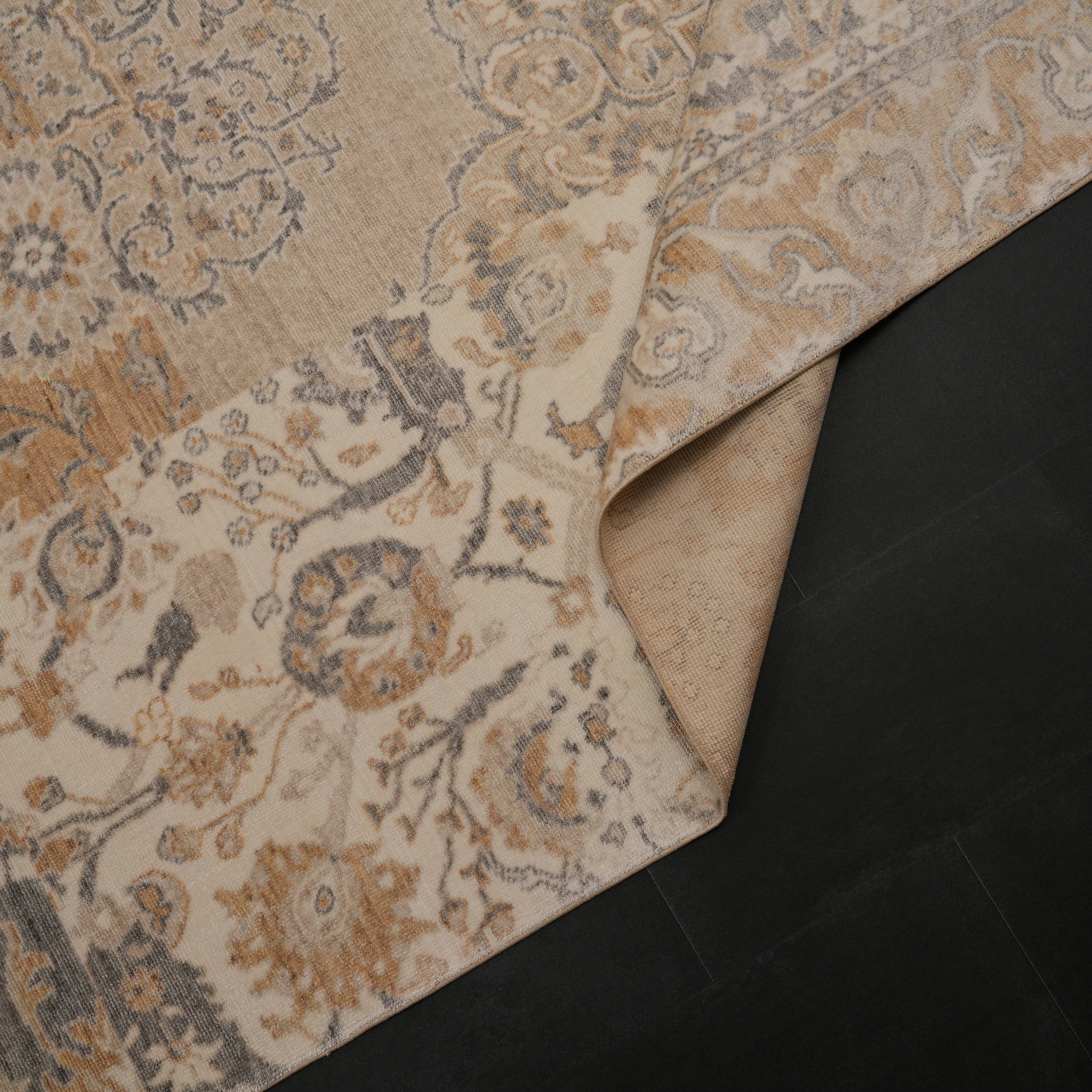 Günyolu Series Patchwork Patterned Beige Loom-Woven Natural Rug