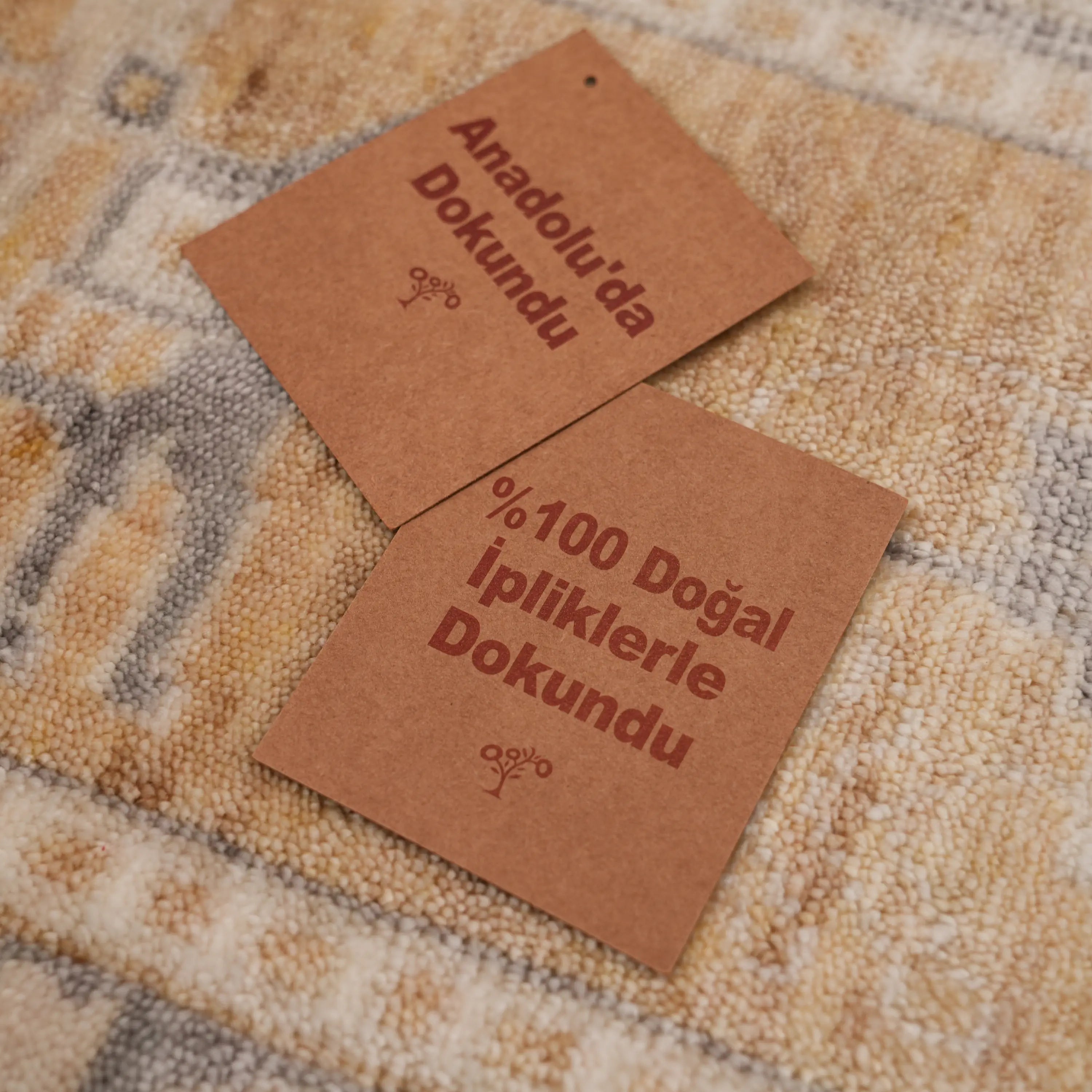 Günyolu Series Pazırık Patterned Cream Loom-Woven Natural Rug