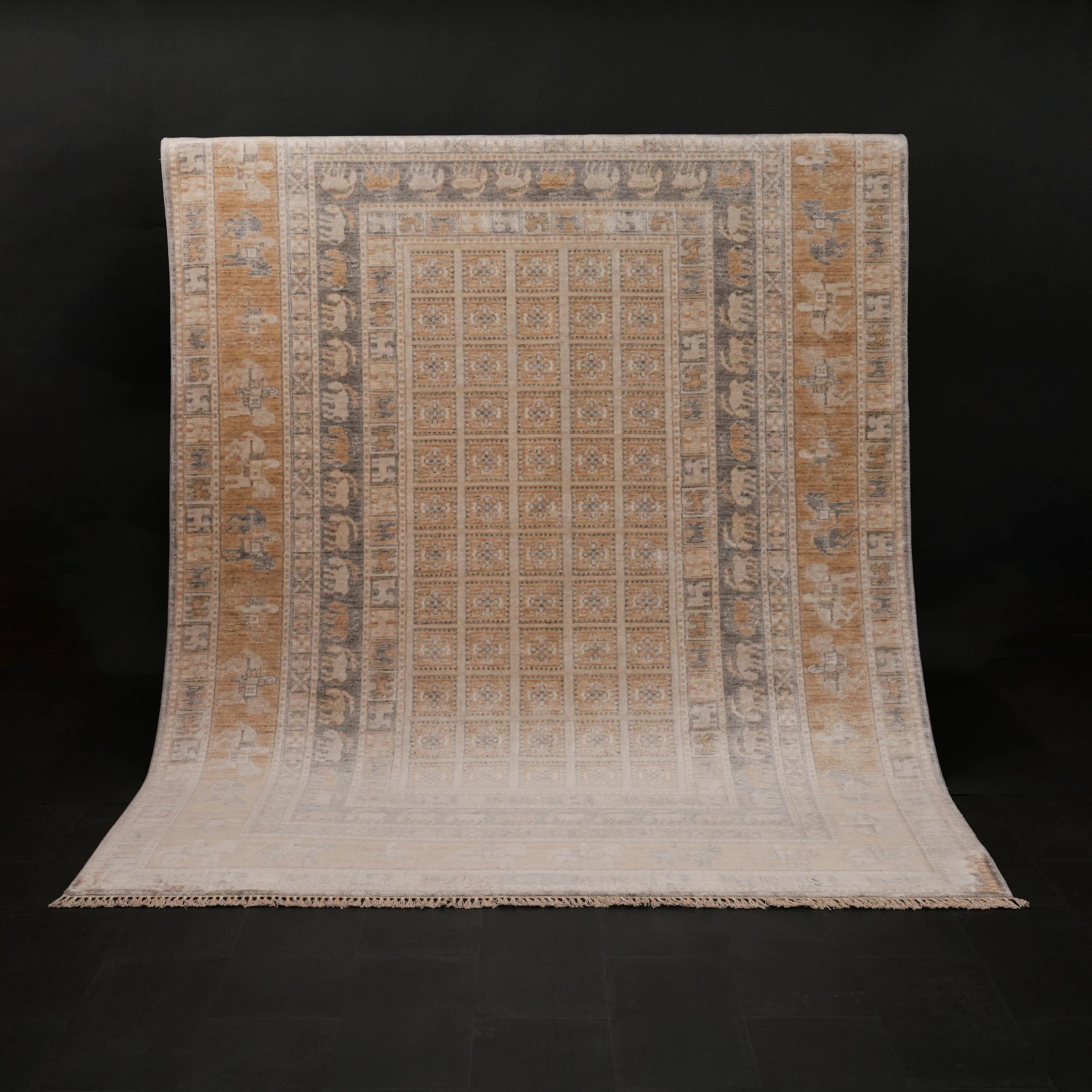 Günyolu Series Pazırık Patterned Cream Loom-Woven Natural Rug