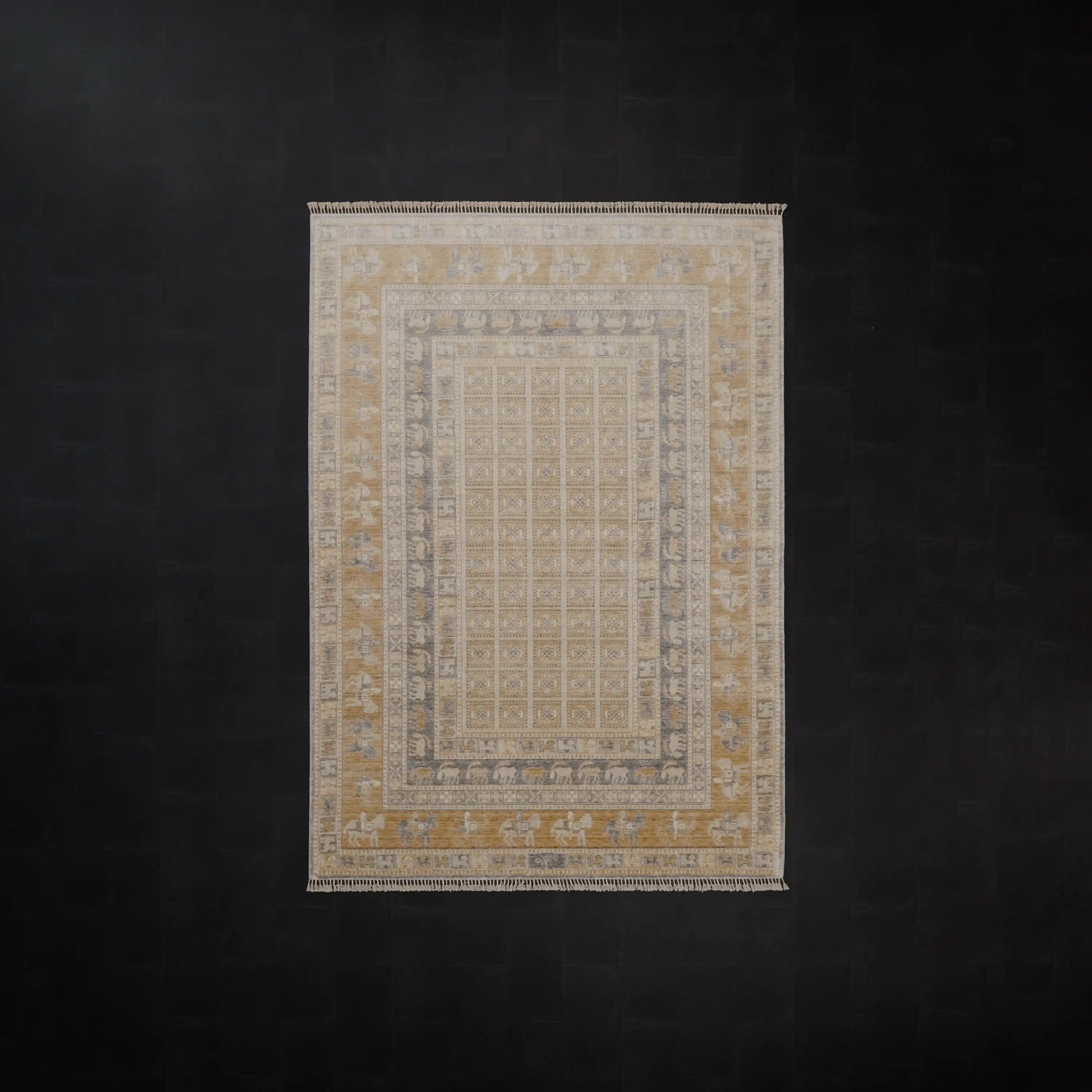 Günyolu Series Pazırık Patterned Cream Loom-Woven Natural Rug
