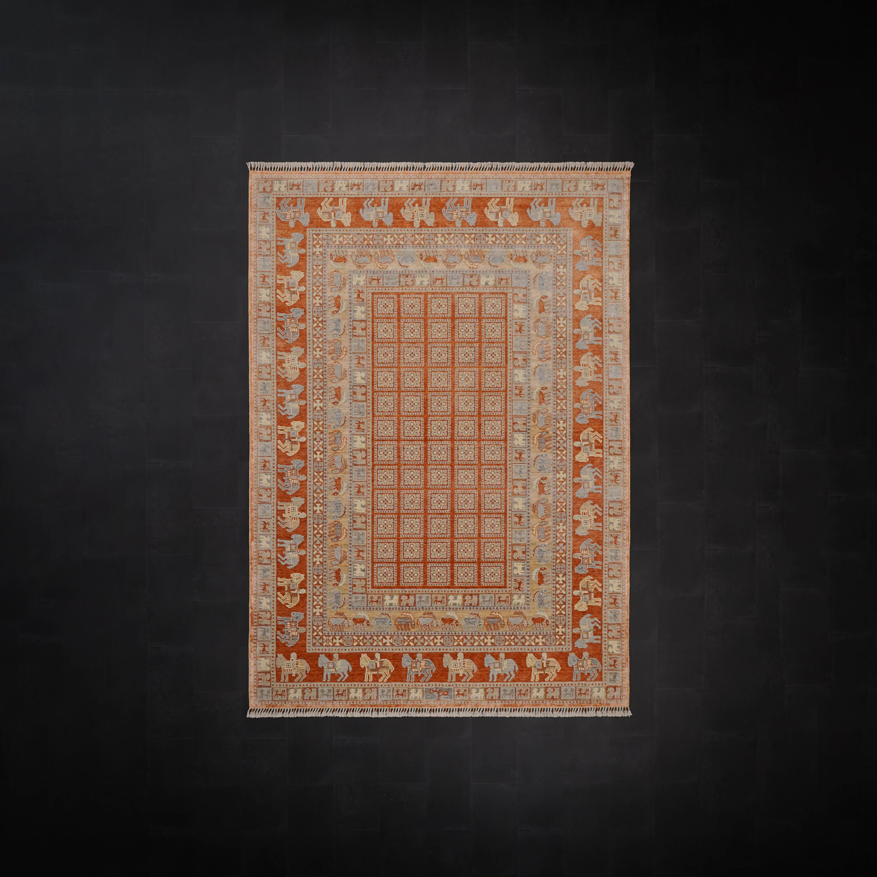 Günyolu Series Pazırık Patterned Terra Loom-Woven Natural Rug