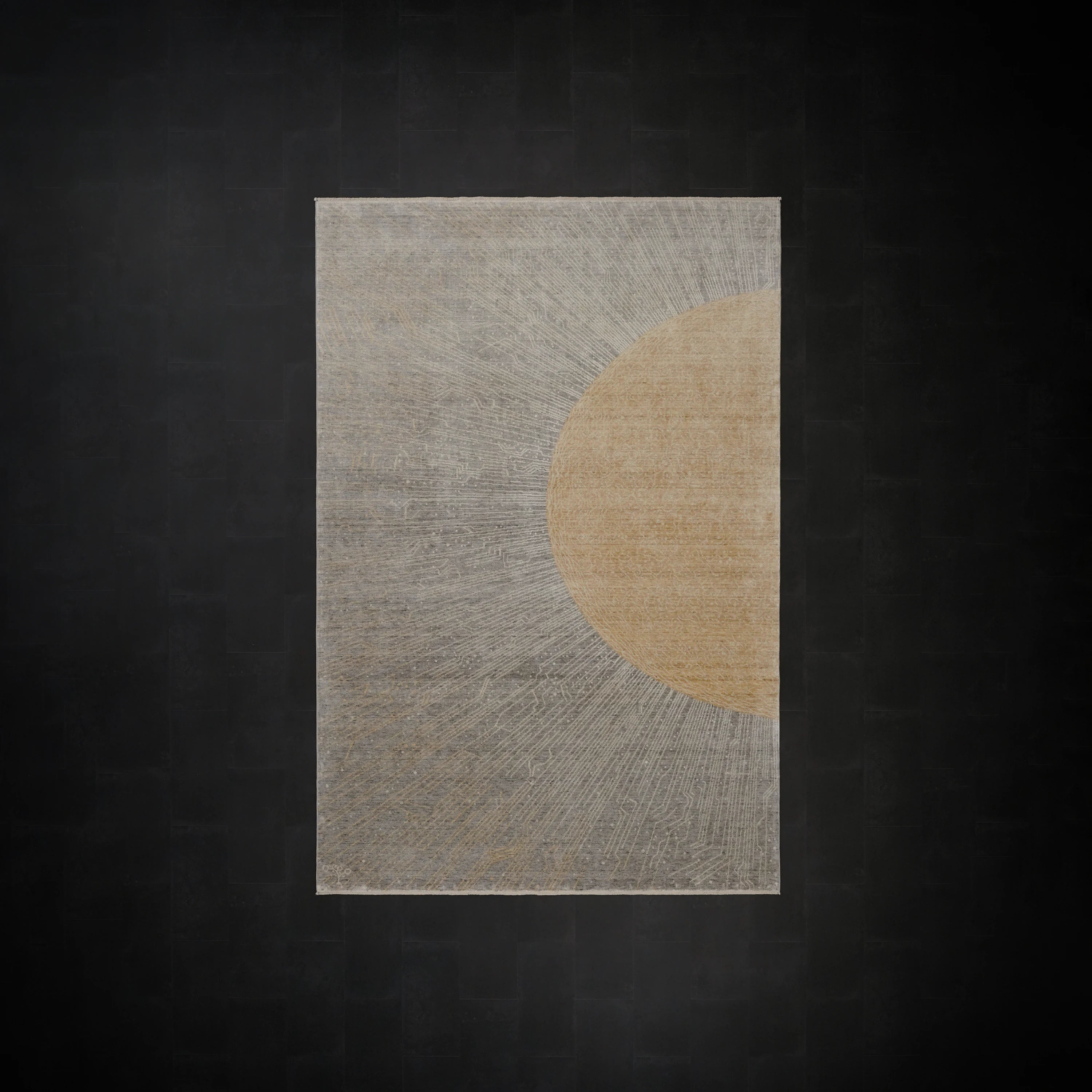 Günyolu Serisi Soyut Desenli Gri Tezgah Dokuma Doğal Halı