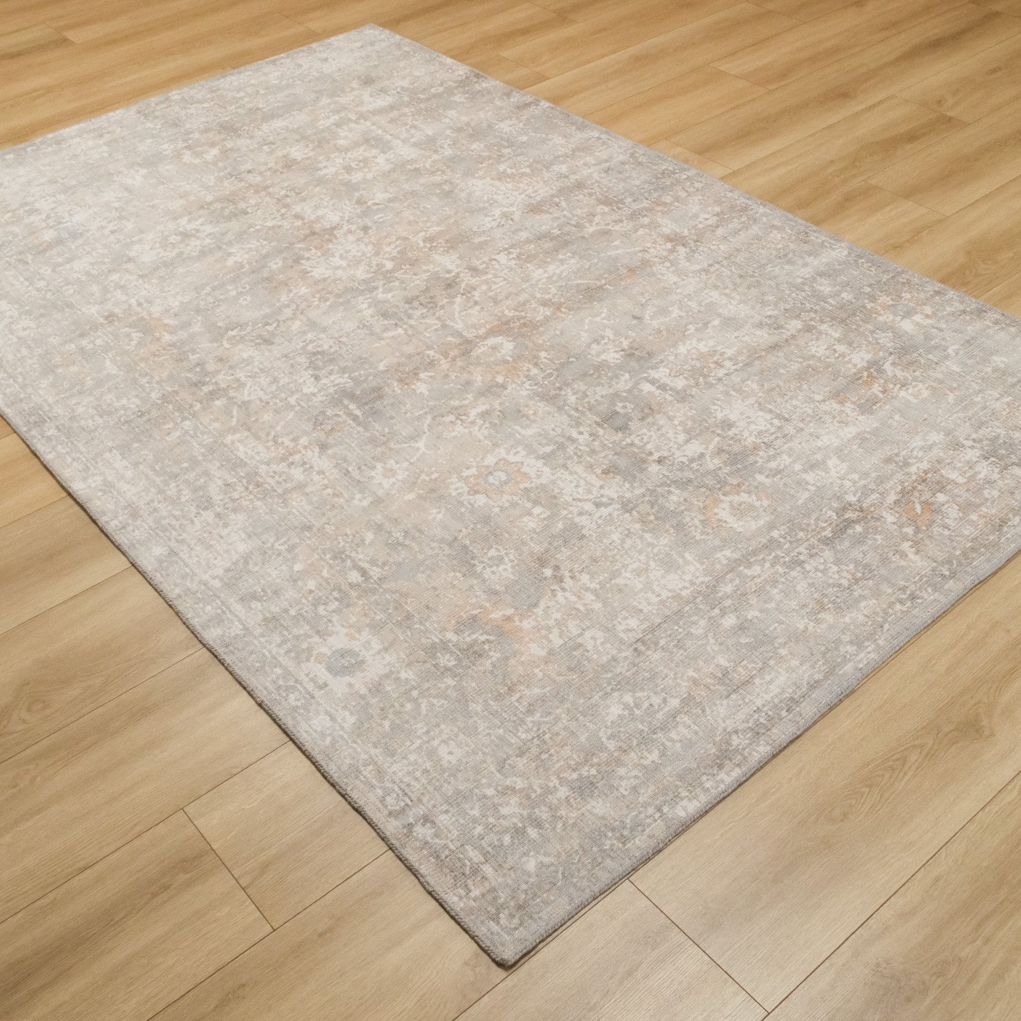 Tezgah Dokuma Vintage Desenli Klasik Gri Halı