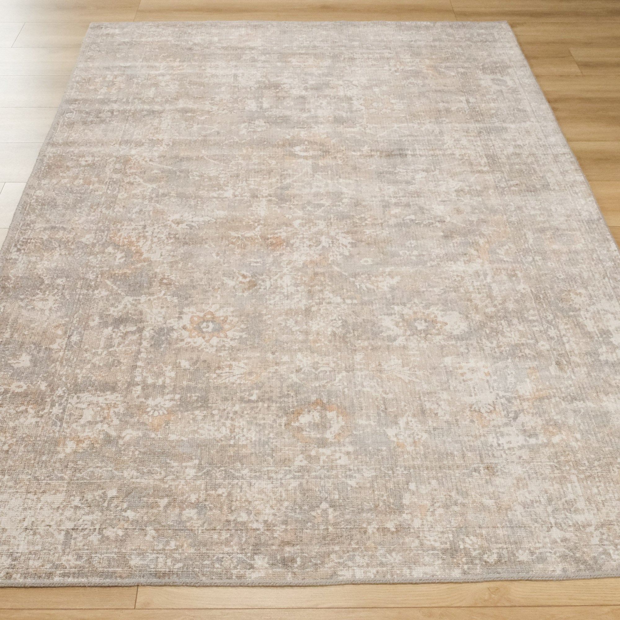 Tezgah Dokuma Vintage Desenli Klasik Gri Halı