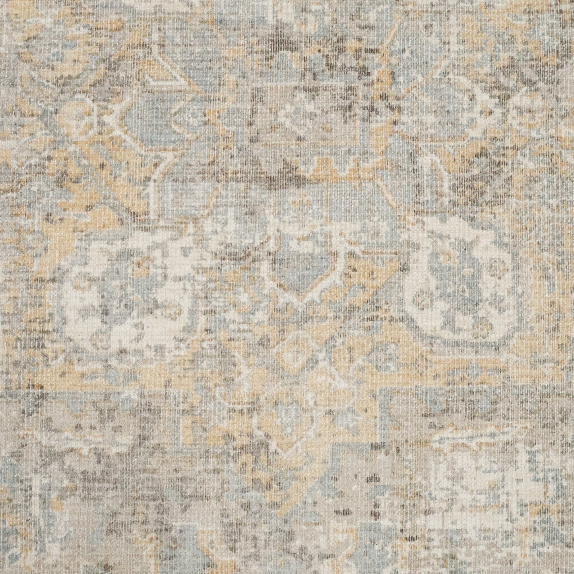 Tezgah Dokuma Vintage Desenli Gri Viskon Halı