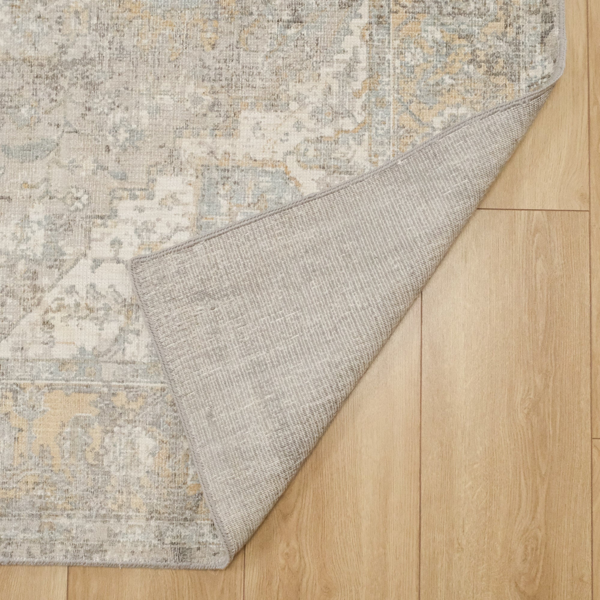 Tezgah Dokuma Vintage Desenli Gri Viskon Halı