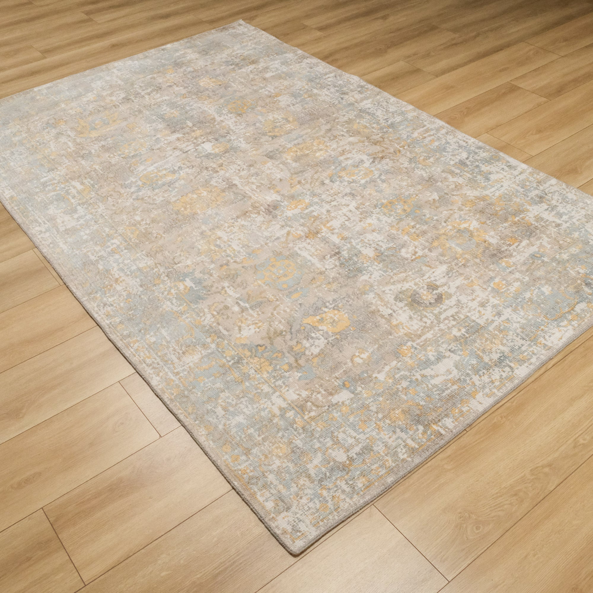 Tezgah Dokuma Vintage Desenli Mavi Halı