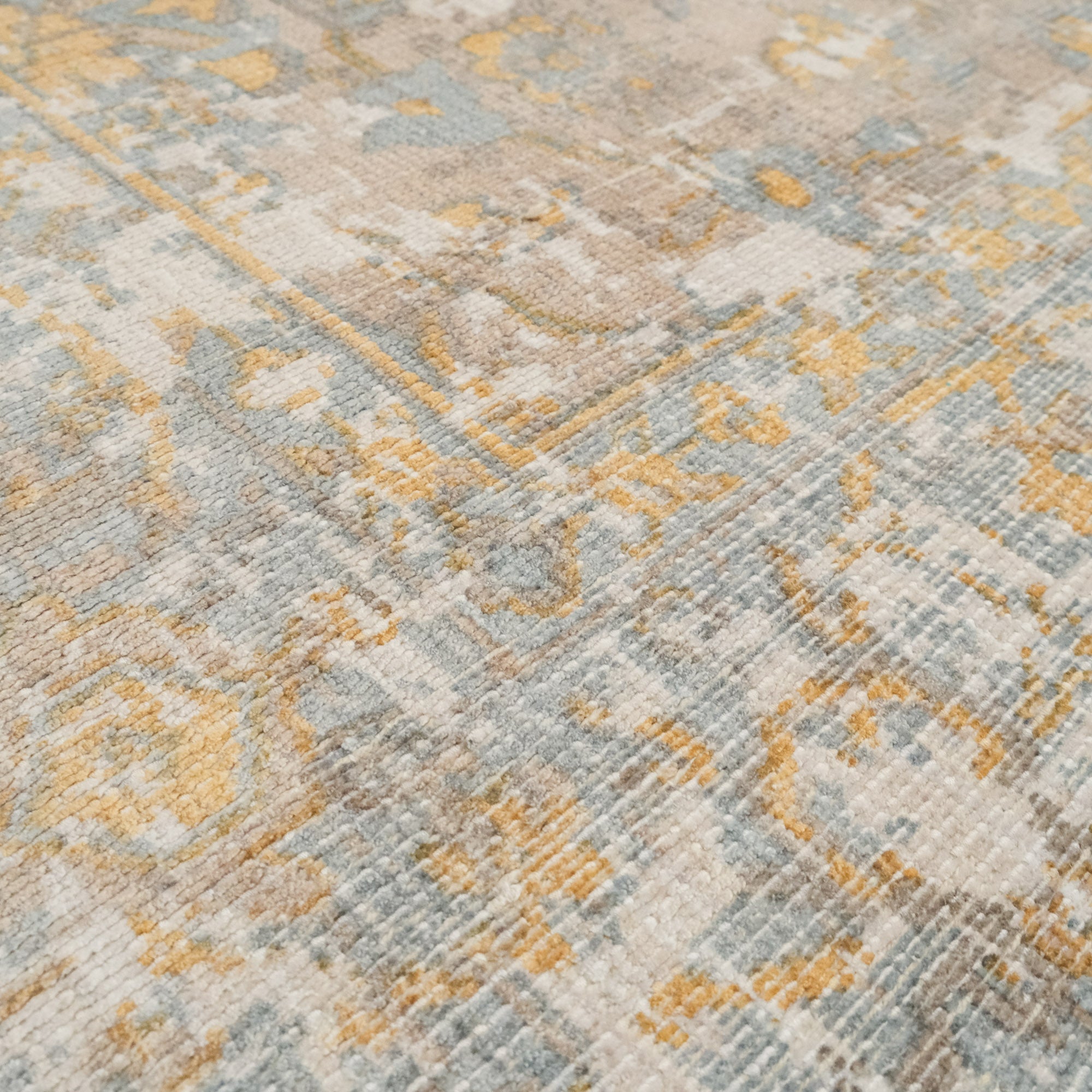 Tezgah Dokuma Vintage Desenli Mavi Halı