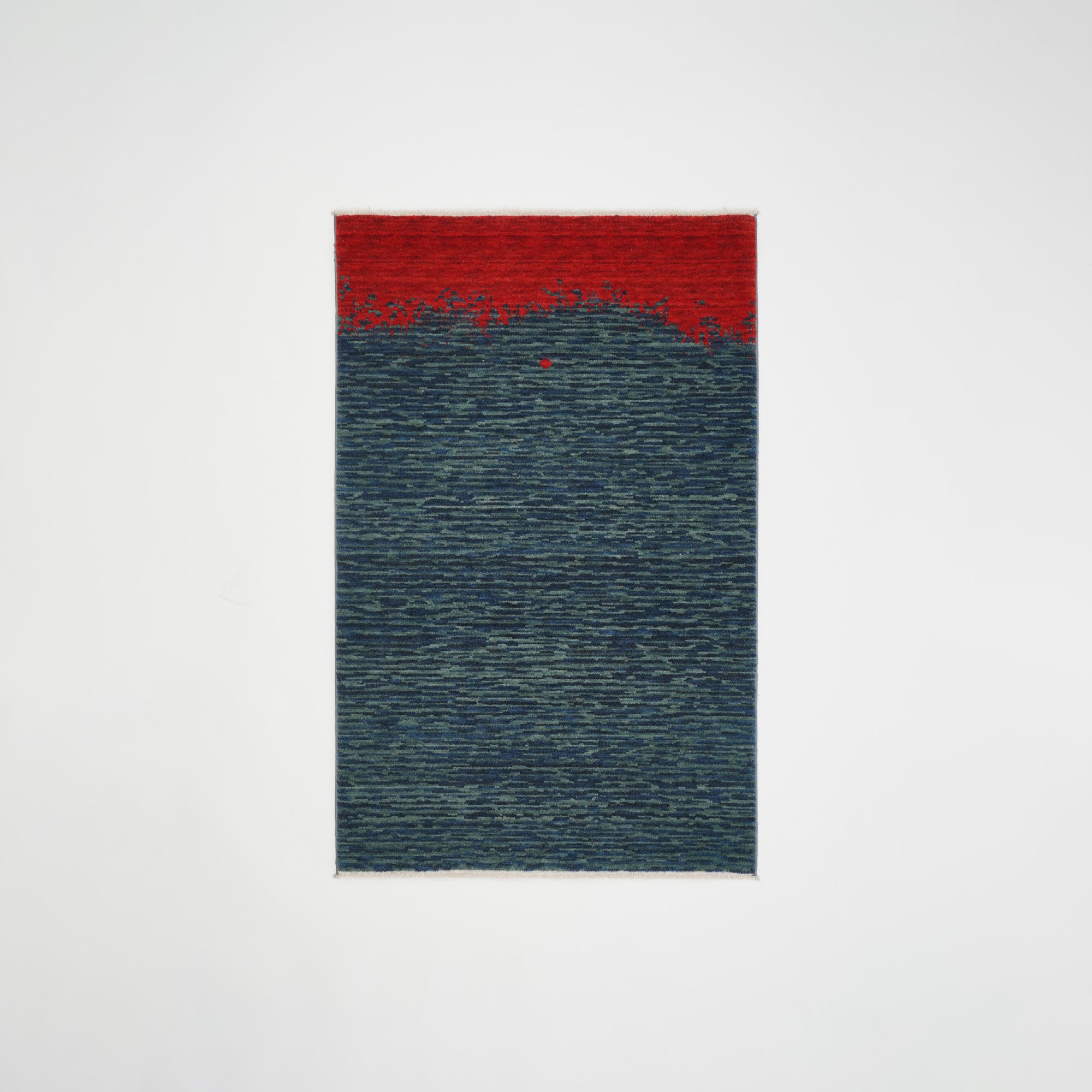 Zade Series Navy Blue Wool Loom Woven Rug Prayer Mat