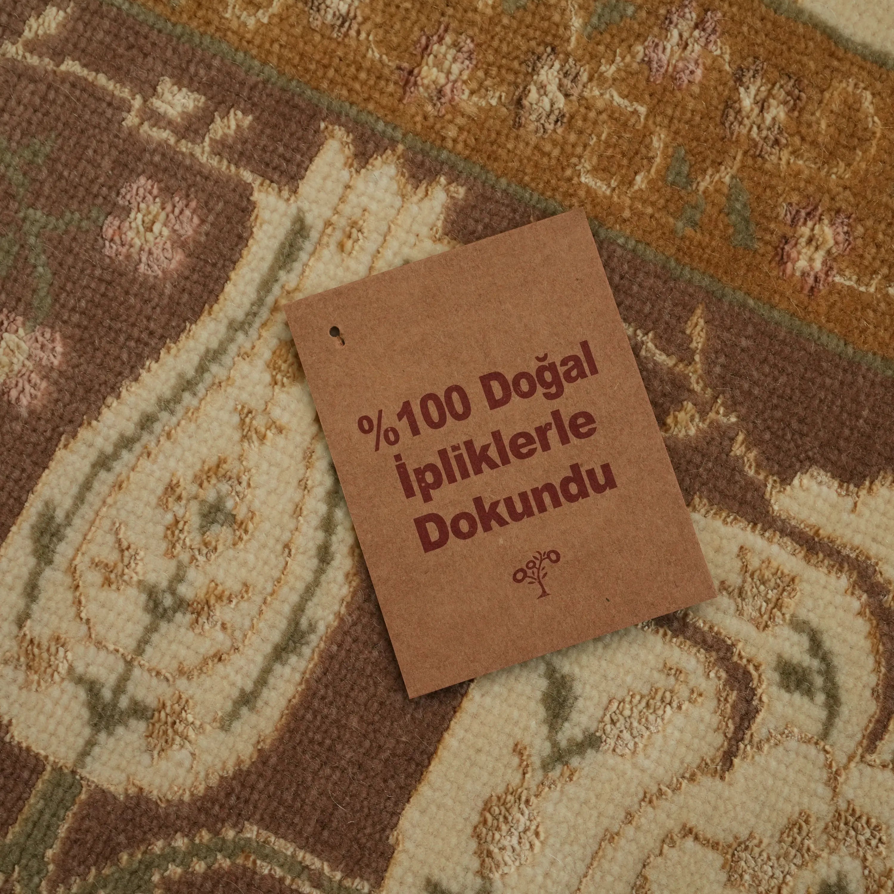 Hanzâde Series Handwoven Frame Patterned Cream Wool Rug