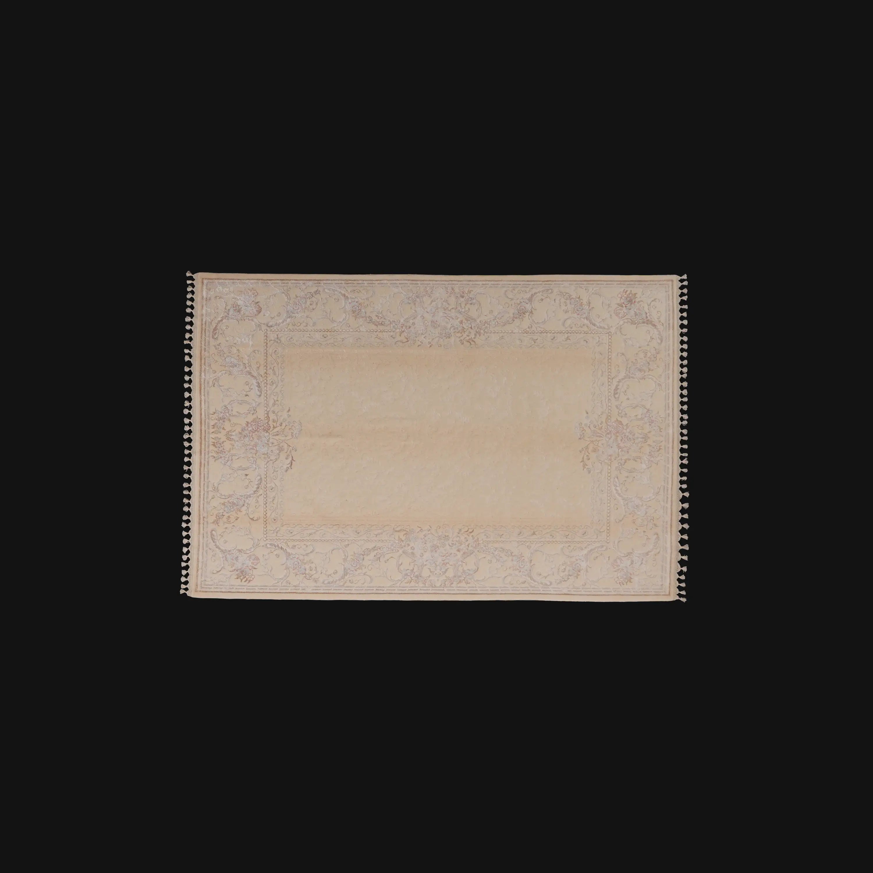 Hanzâde Series Handwoven Flower Pattern Cream Wool Rug
