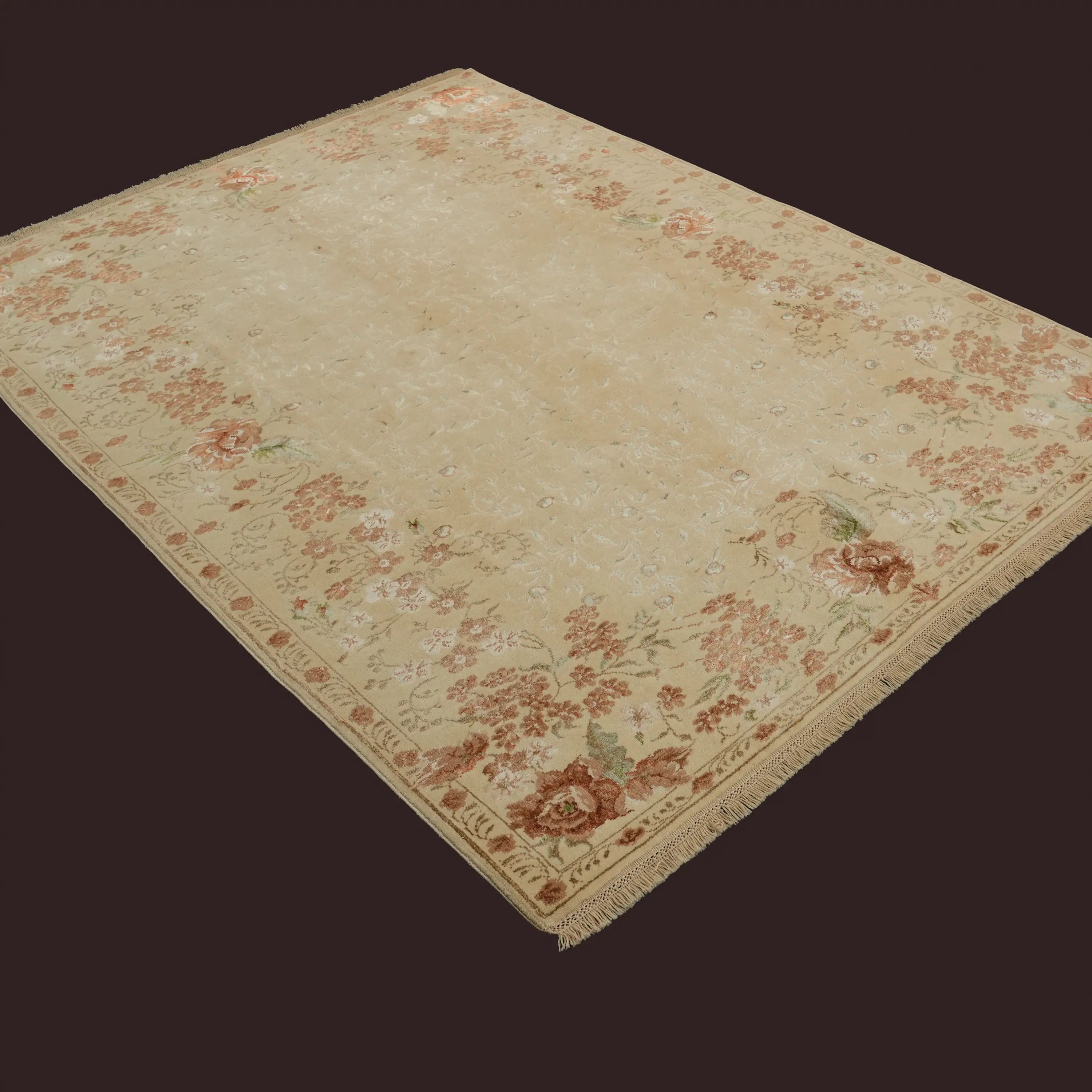 Harem Serisi El Dokuma Bej Uşak Desenli İpekli Halı