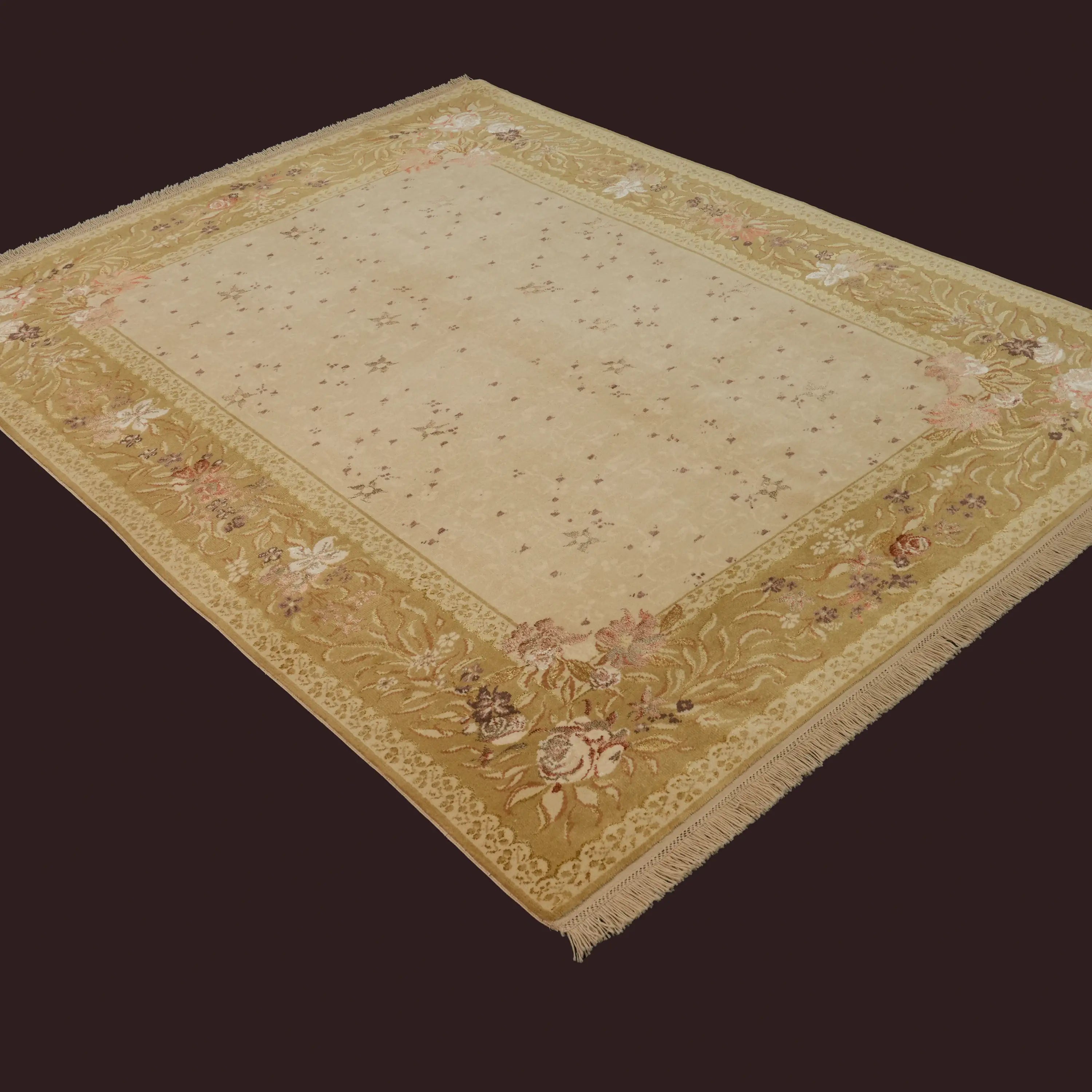 Harem Serisi El Dokuma İpekli Uşak Desenli Bej Halı