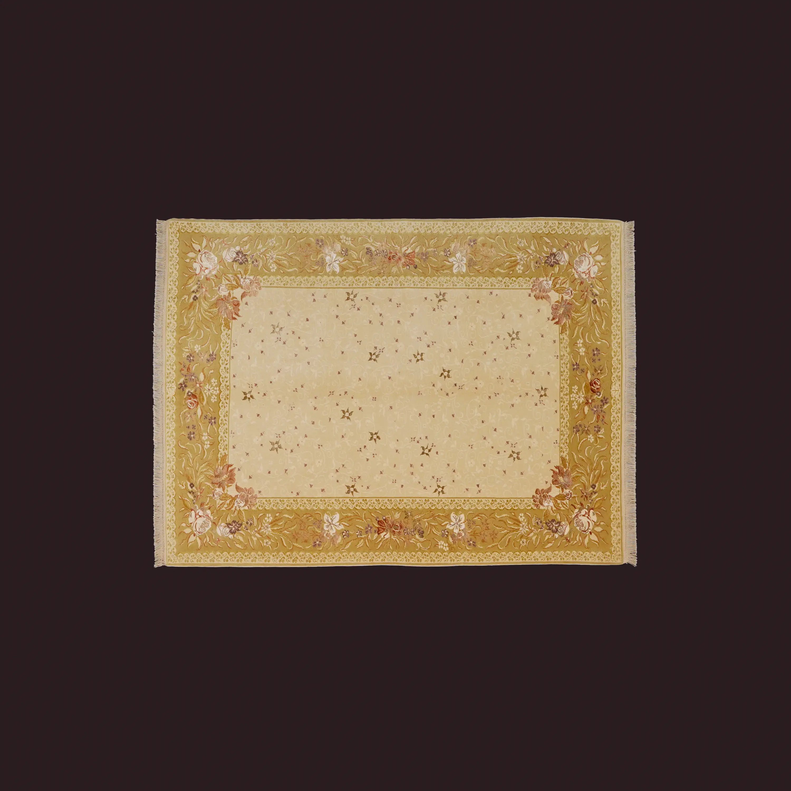 Harem Serisi El Dokuma İpekli Uşak Desenli Bej Halı