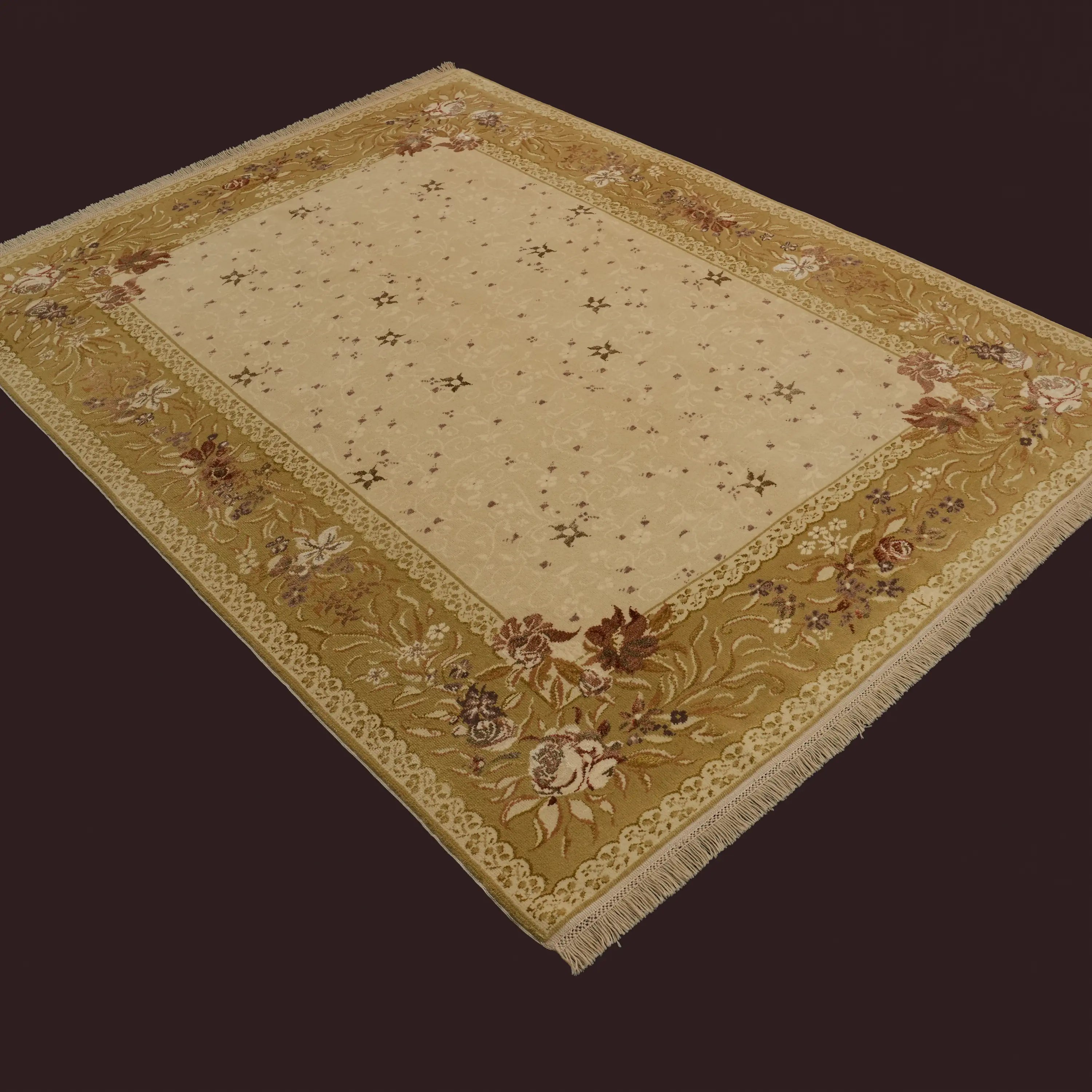 Harem Serisi El Dokuma İpekli Uşak Desenli Bej Halı