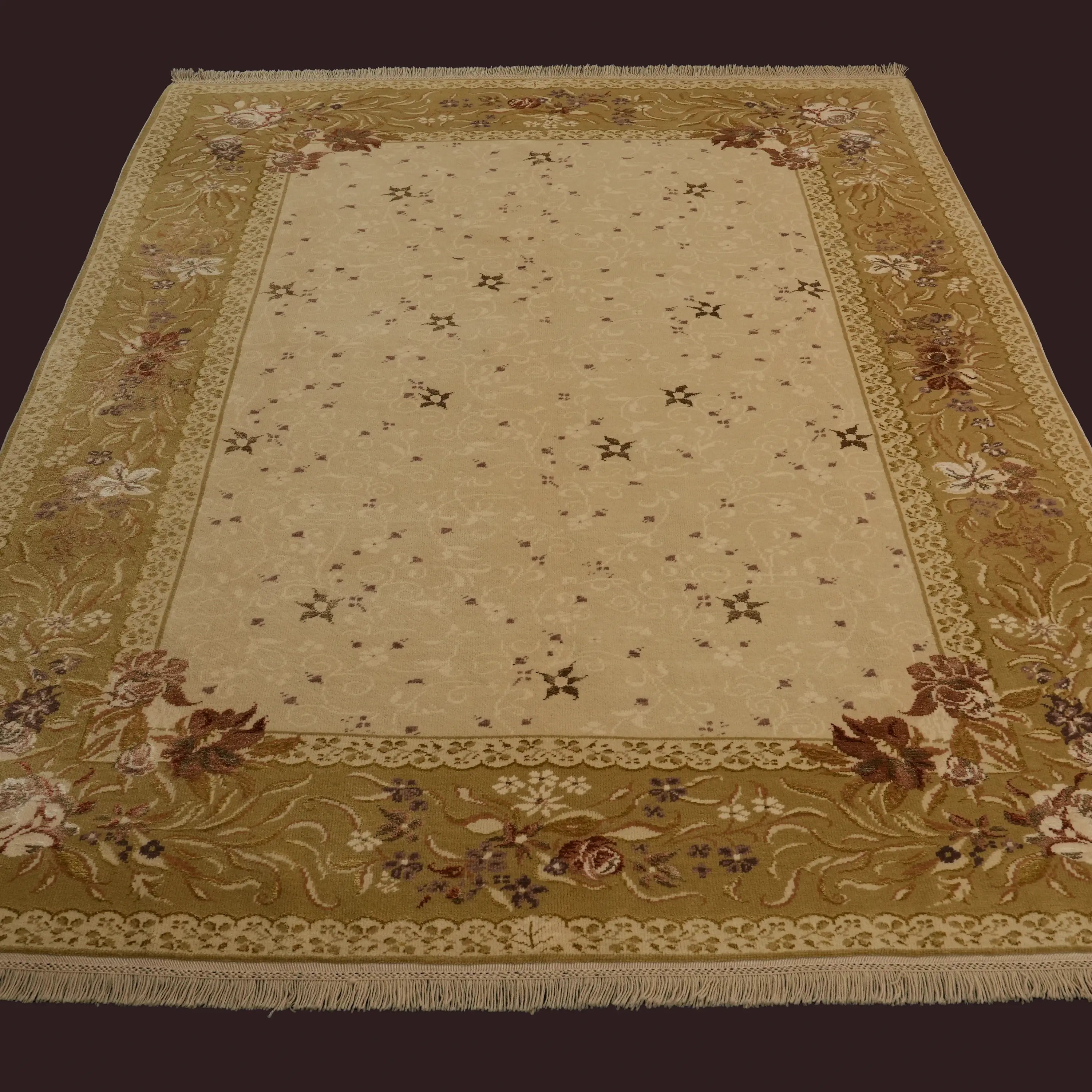 Harem Serisi El Dokuma İpekli Uşak Desenli Bej Halı