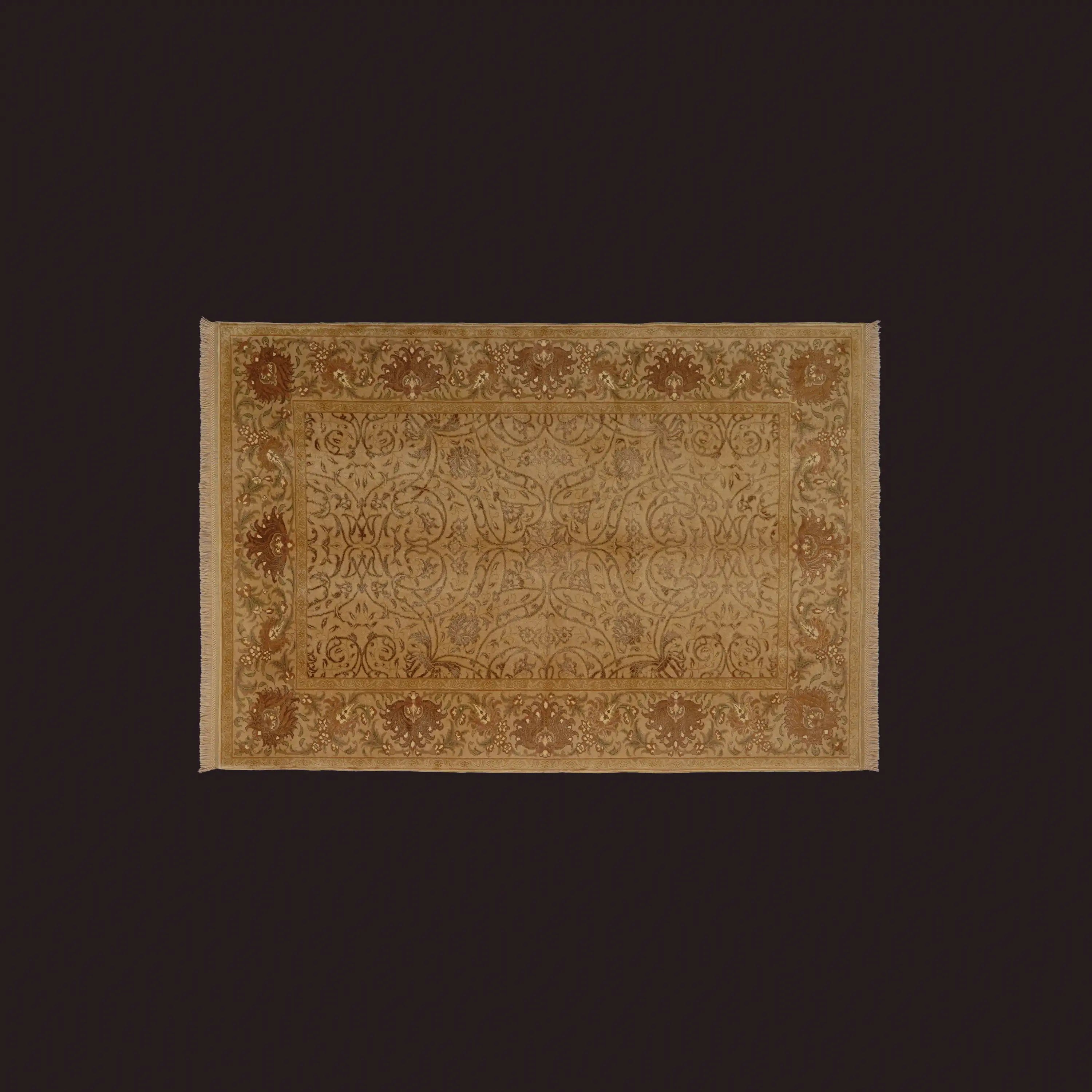 Harem Serisi El Dokuma Uşak Desenli Bej İpekli Halı