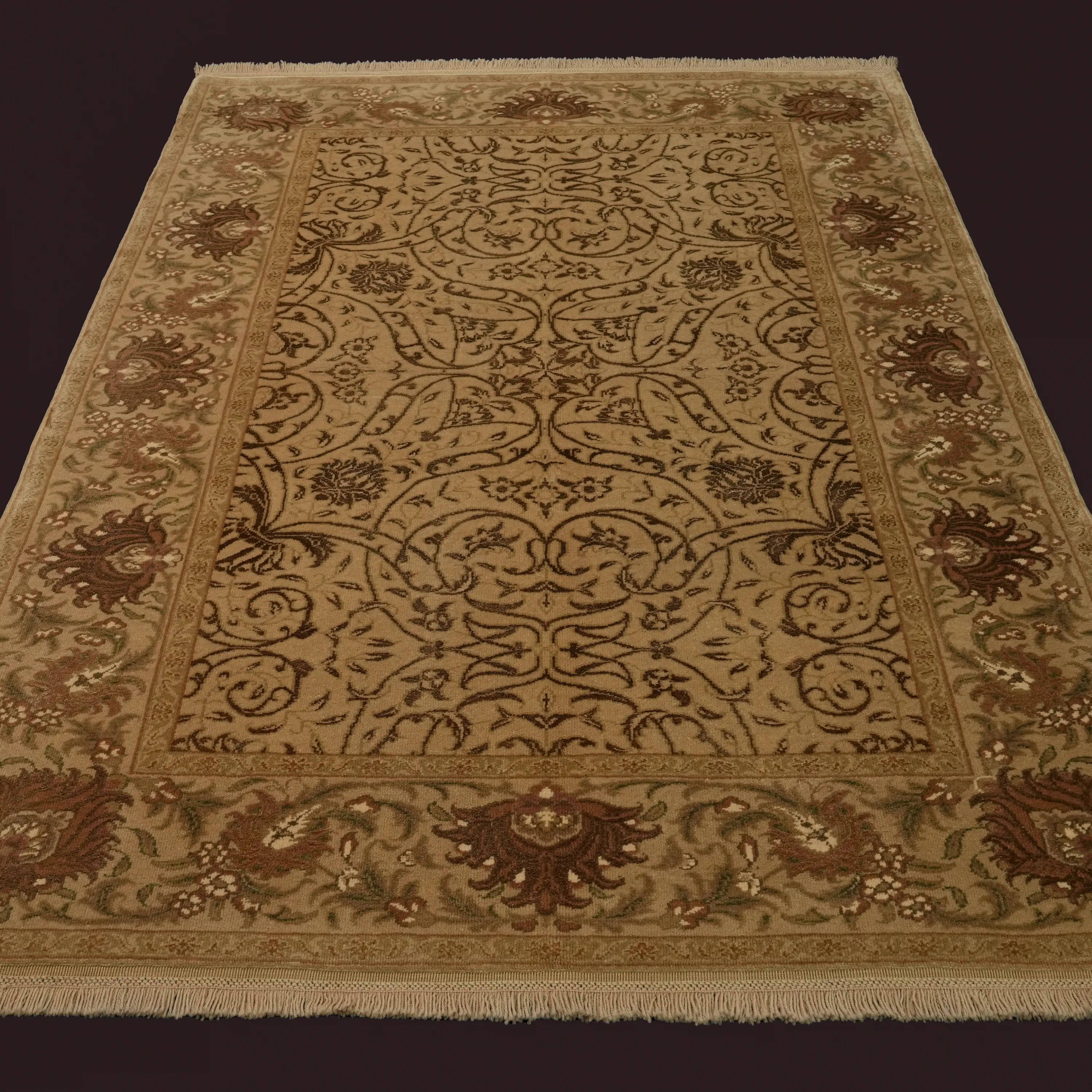 Harem Serisi El Dokuma Uşak Desenli Bej İpekli Halı