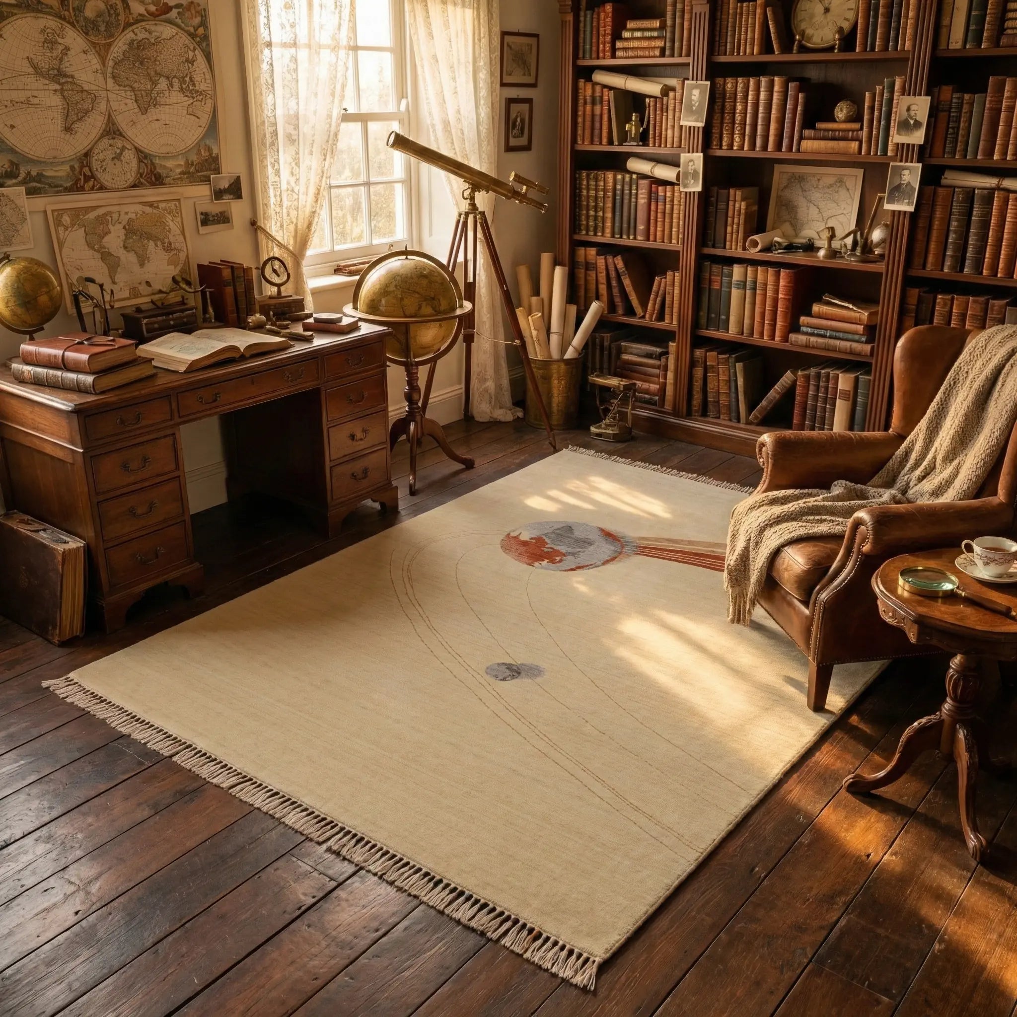 Hatıl Serisi Dünya Desenli Doğal Yün Tezgah Dokuma Halı