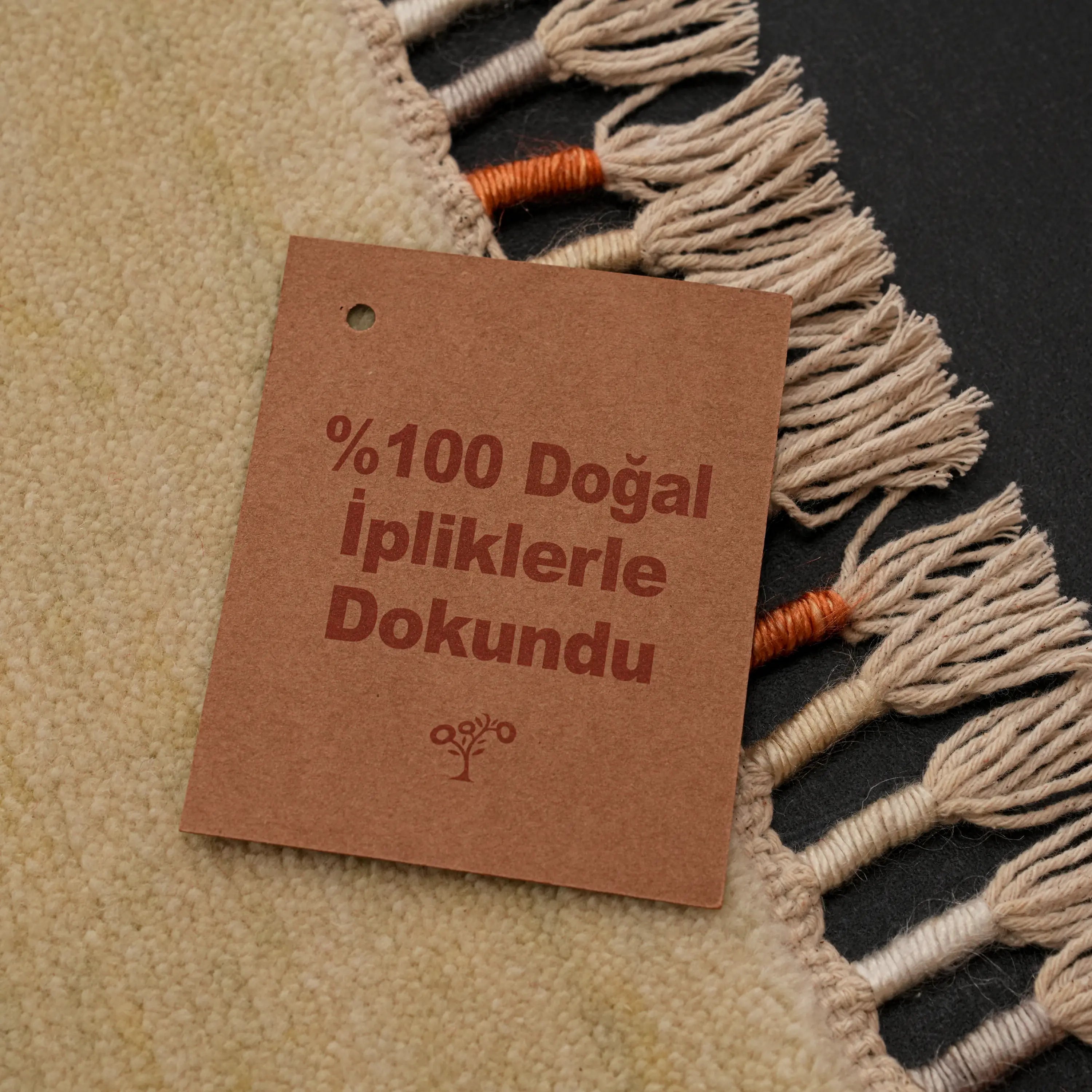 Hatıl Series Deer Patterned Natural Wool Loom-Woven Rug