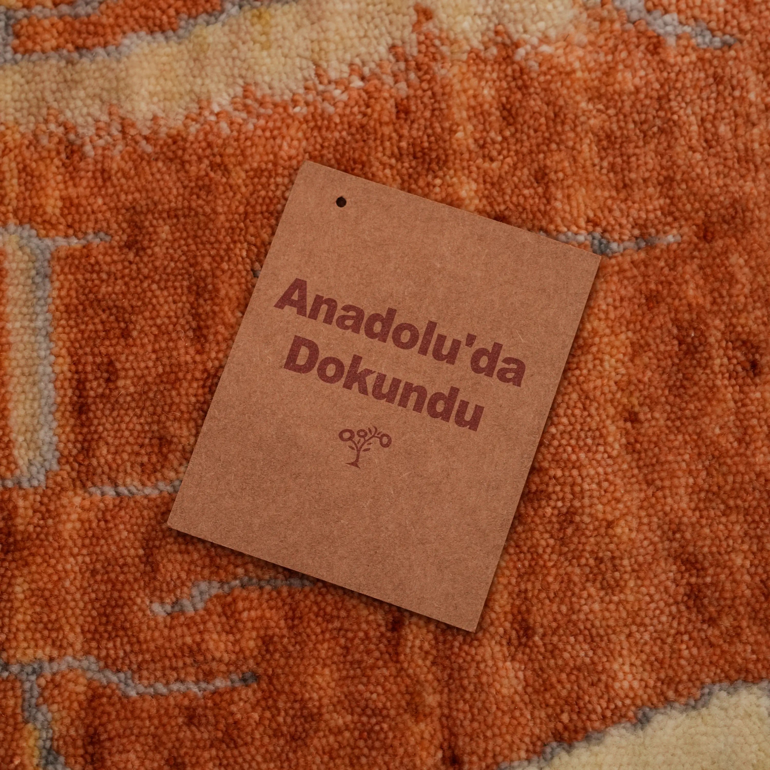 Hatıl Series Deer Patterned Natural Wool Loom-Woven Rug