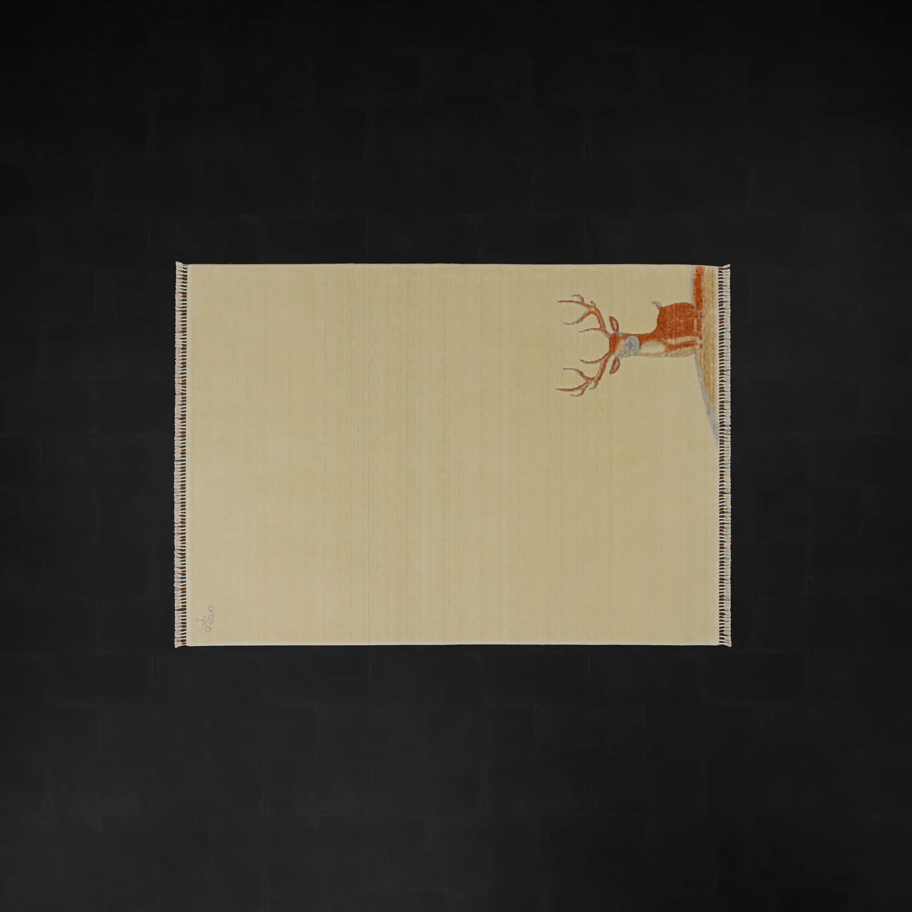 Hatıl Series Deer Patterned Natural Wool Loom-Woven Rug