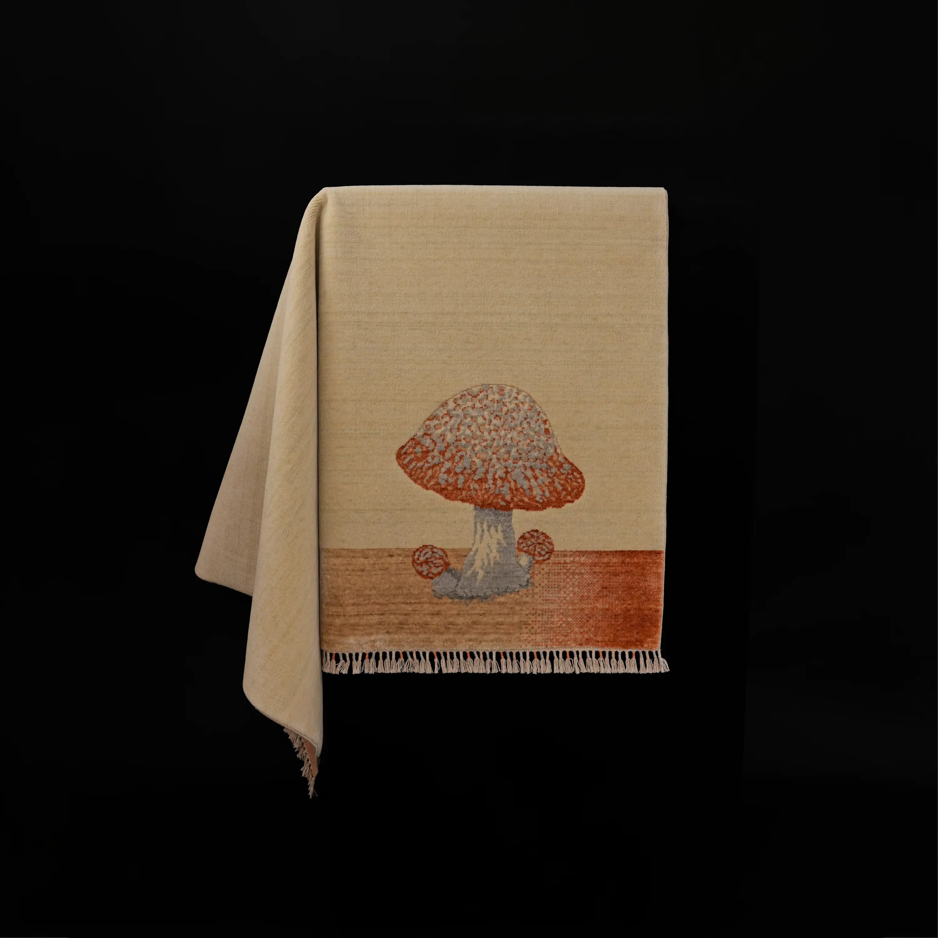 Hatıl Serisi Mantar Desenli Doğal Yün Tezgah Dokuma Halı