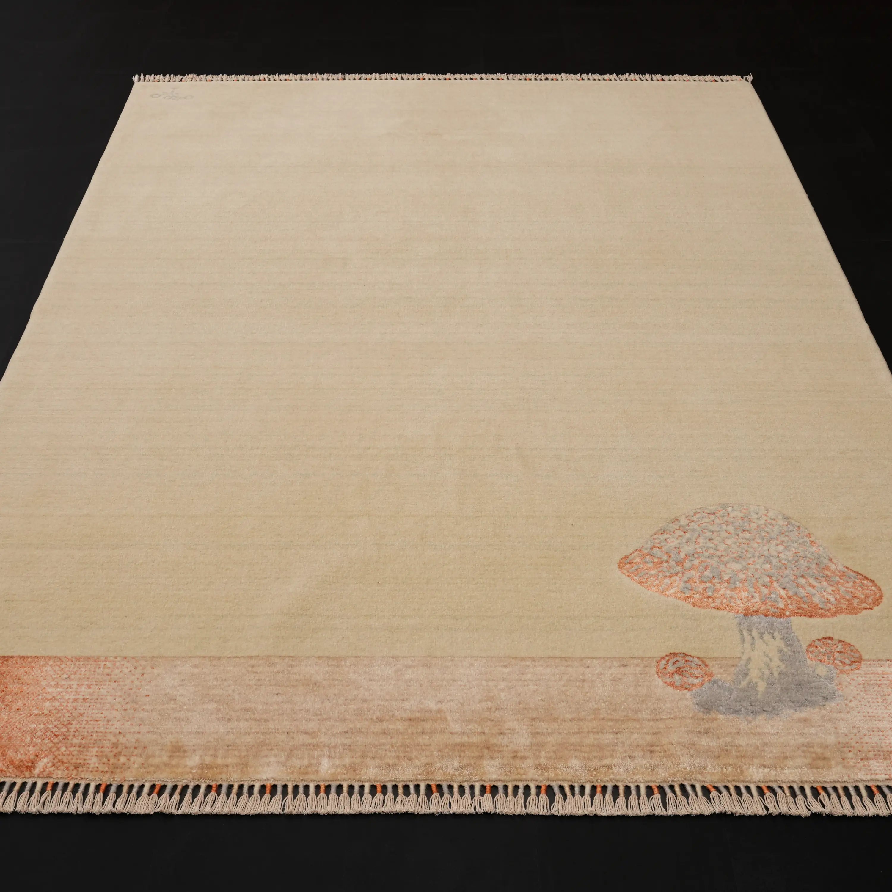 Hatıl Serisi Mantar Desenli Doğal Yün Tezgah Dokuma Halı