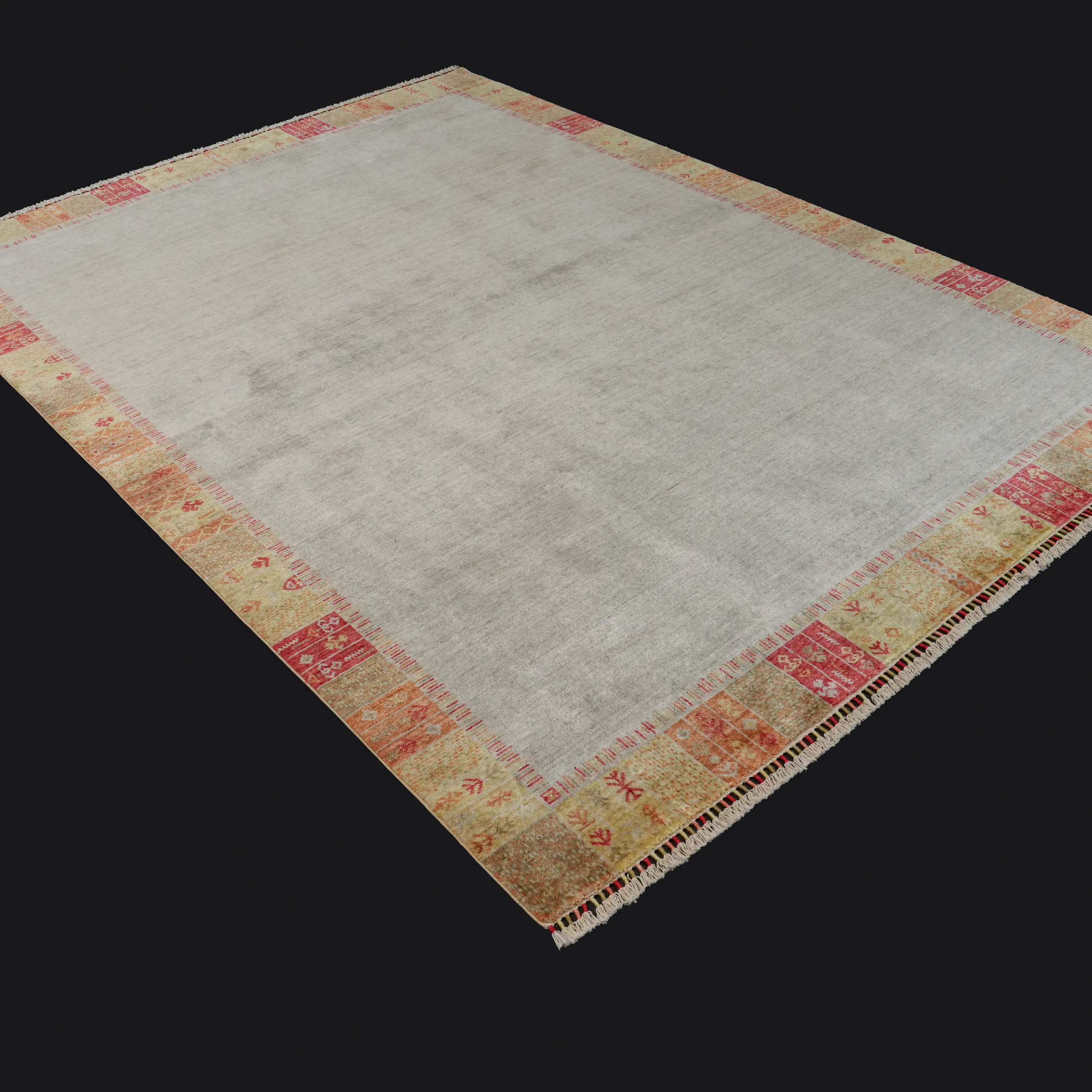 Heritage Serisi Çerçece Desenli Krem Tencel Tezgah Dokuma Halı