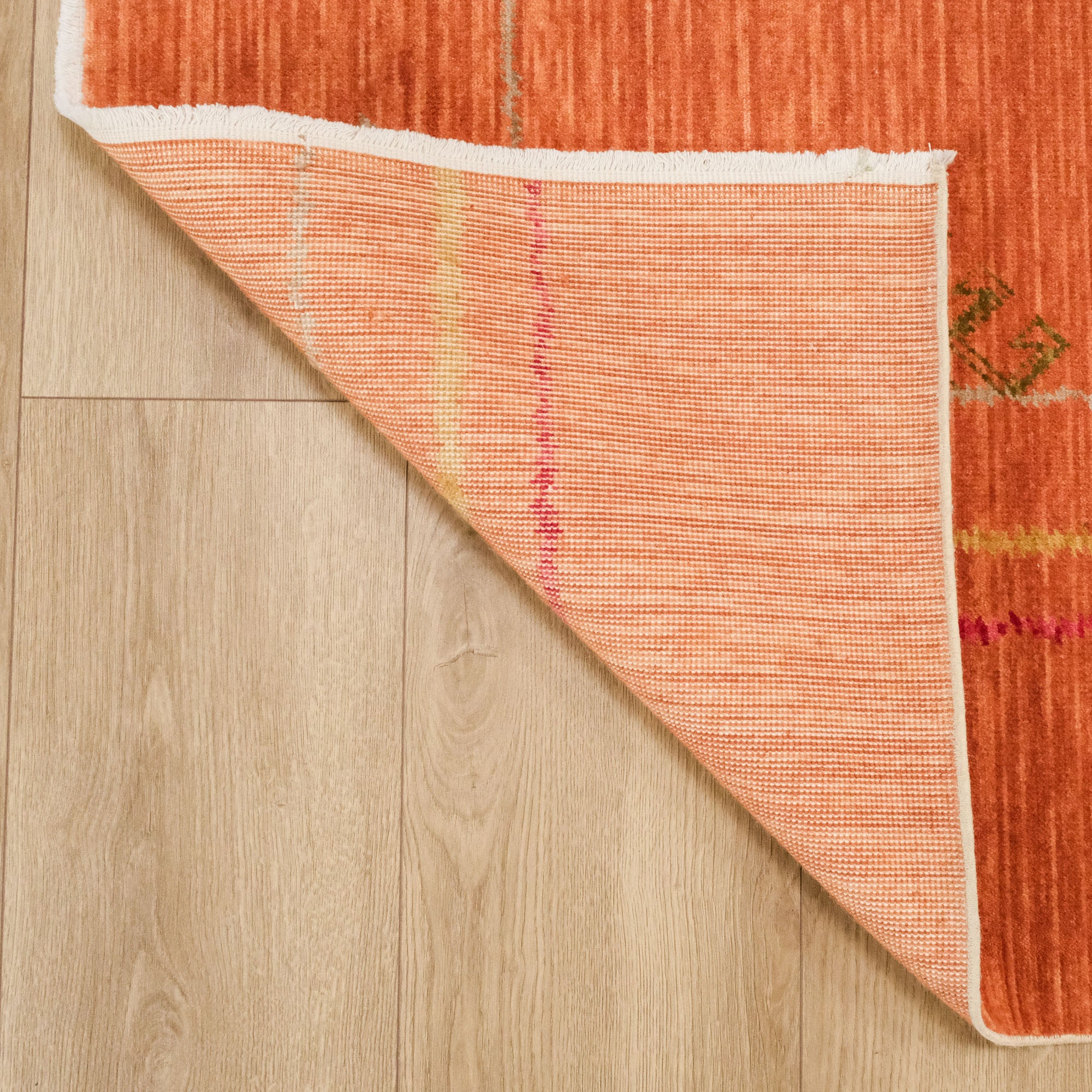 Heritage Series Geometry Patterned Orange Loom-Woven Rug