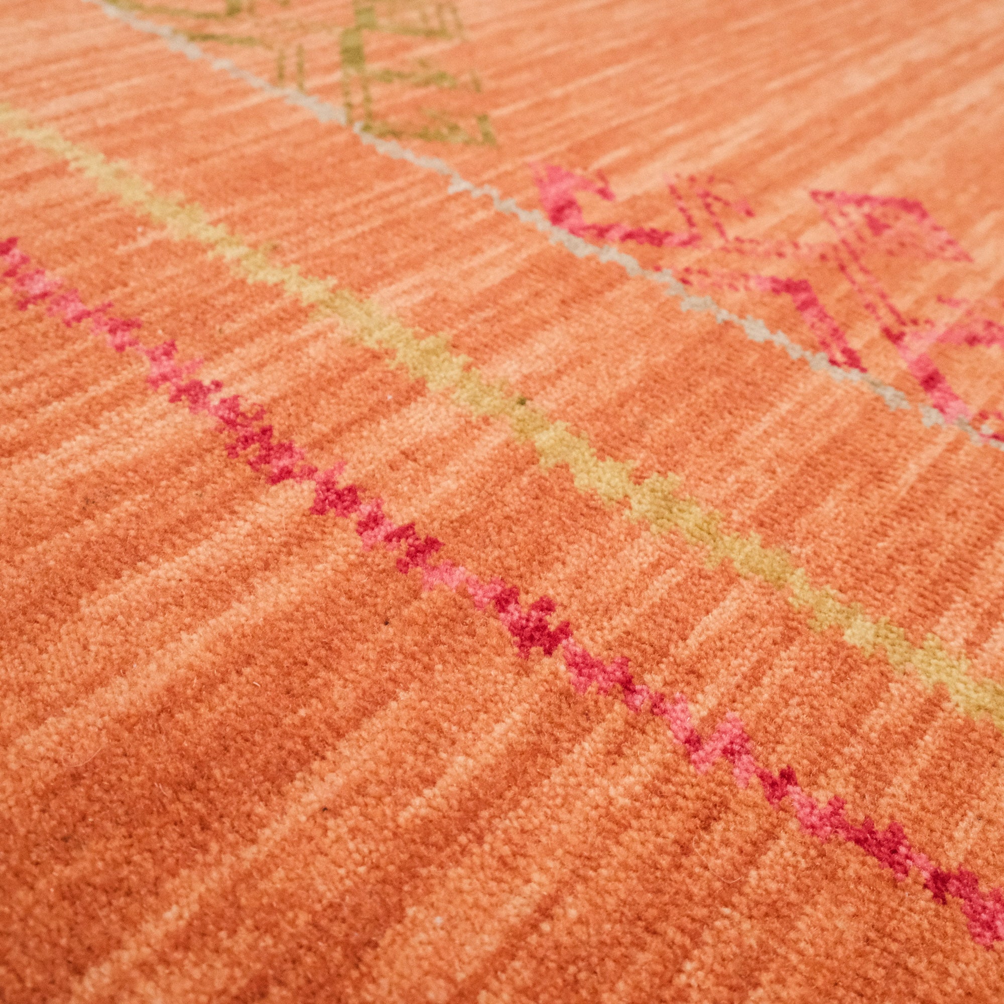 Heritage Series Geometry Patterned Orange Loom-Woven Rug