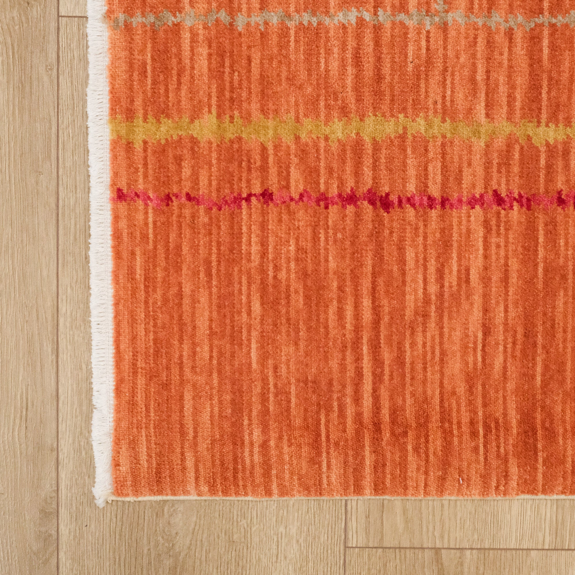 Heritage Series Geometry Patterned Orange Loom-Woven Rug