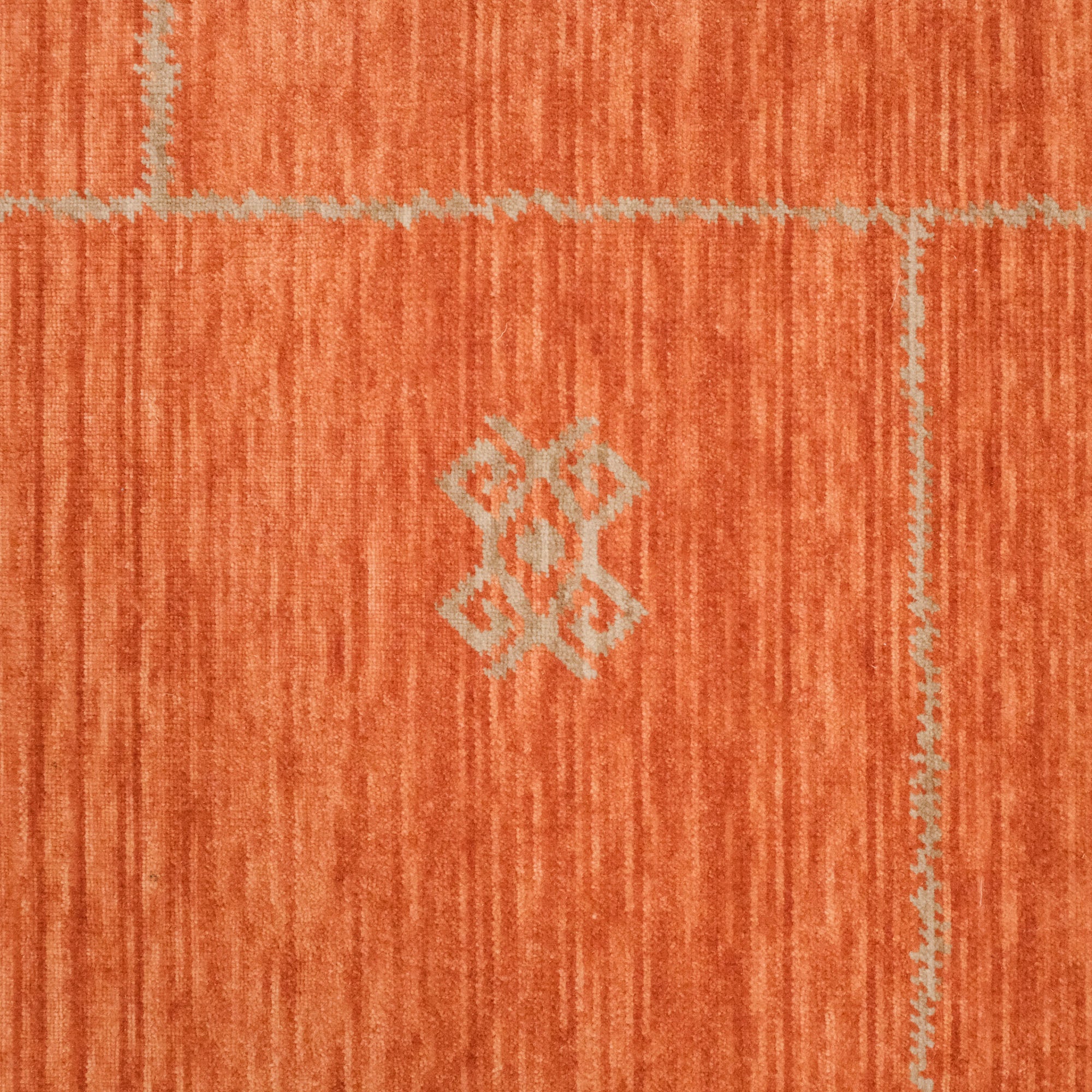 Heritage Series Geometry Patterned Orange Loom-Woven Rug