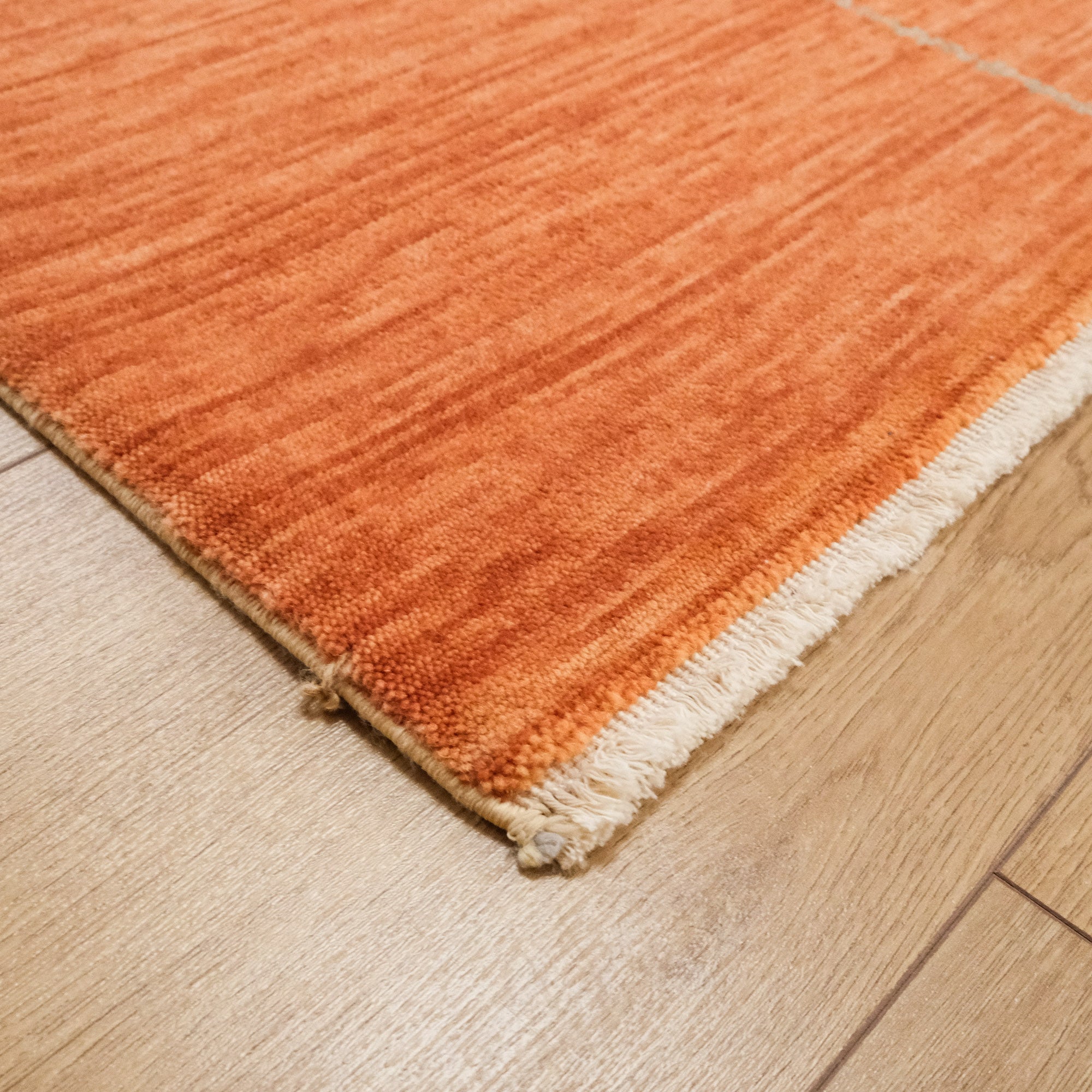 Heritage Series Geometry Patterned Orange Loom-Woven Rug