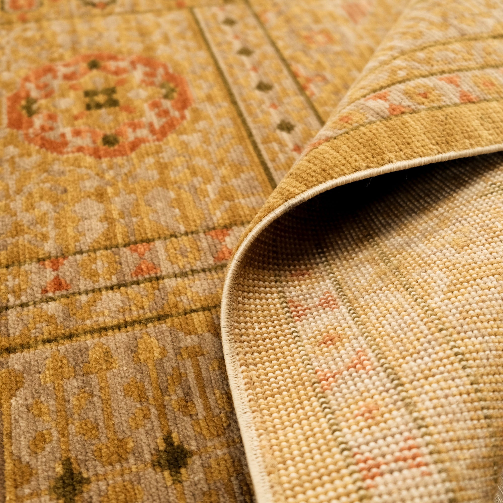 Heritage Serisi Memlük Desenli Sarı Tezgah Dokuma Halı