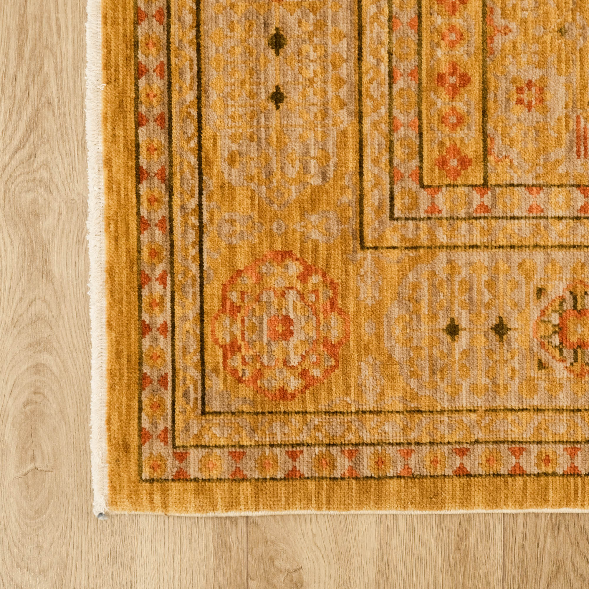 Heritage Serisi Memlük Desenli Sarı Tezgah Dokuma Halı